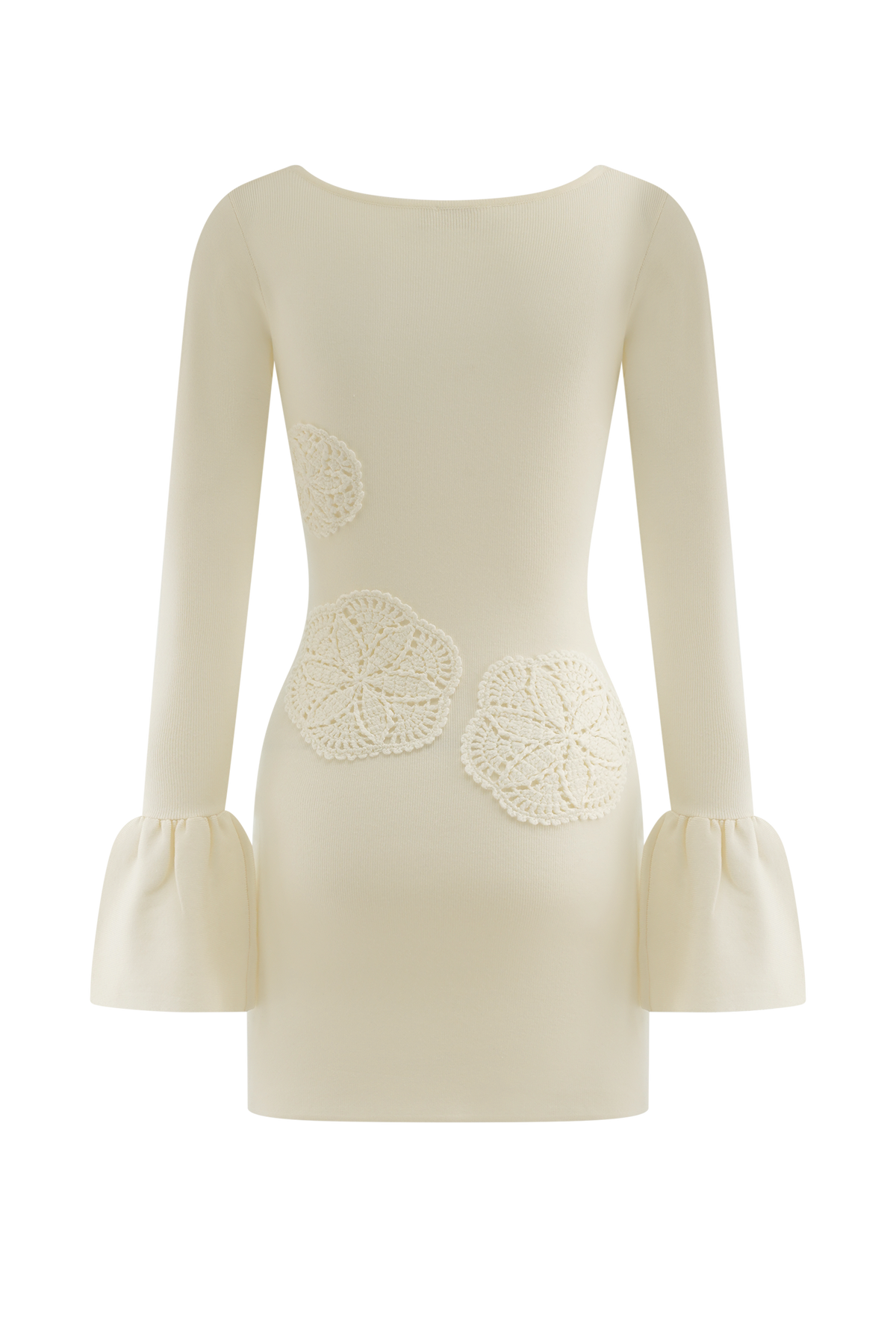 Amari Knit Crochet Knit Mini Dress - Ivory