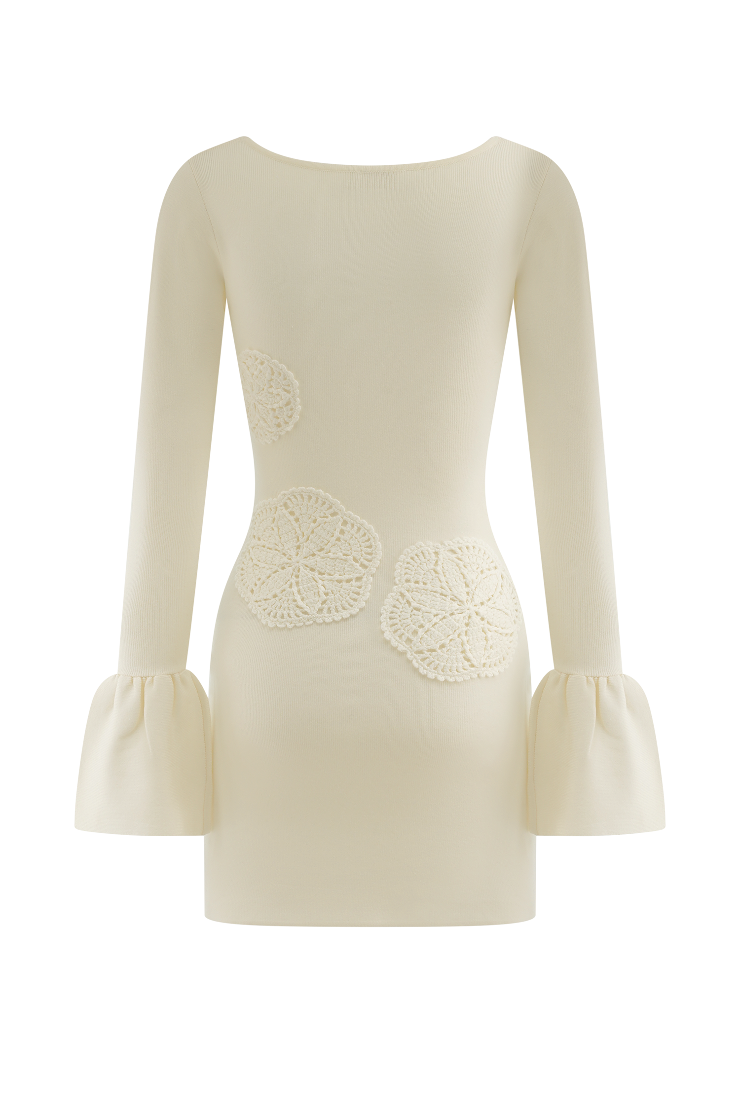 Amari Knit Crochet Knit Mini Dress - Ivory #6