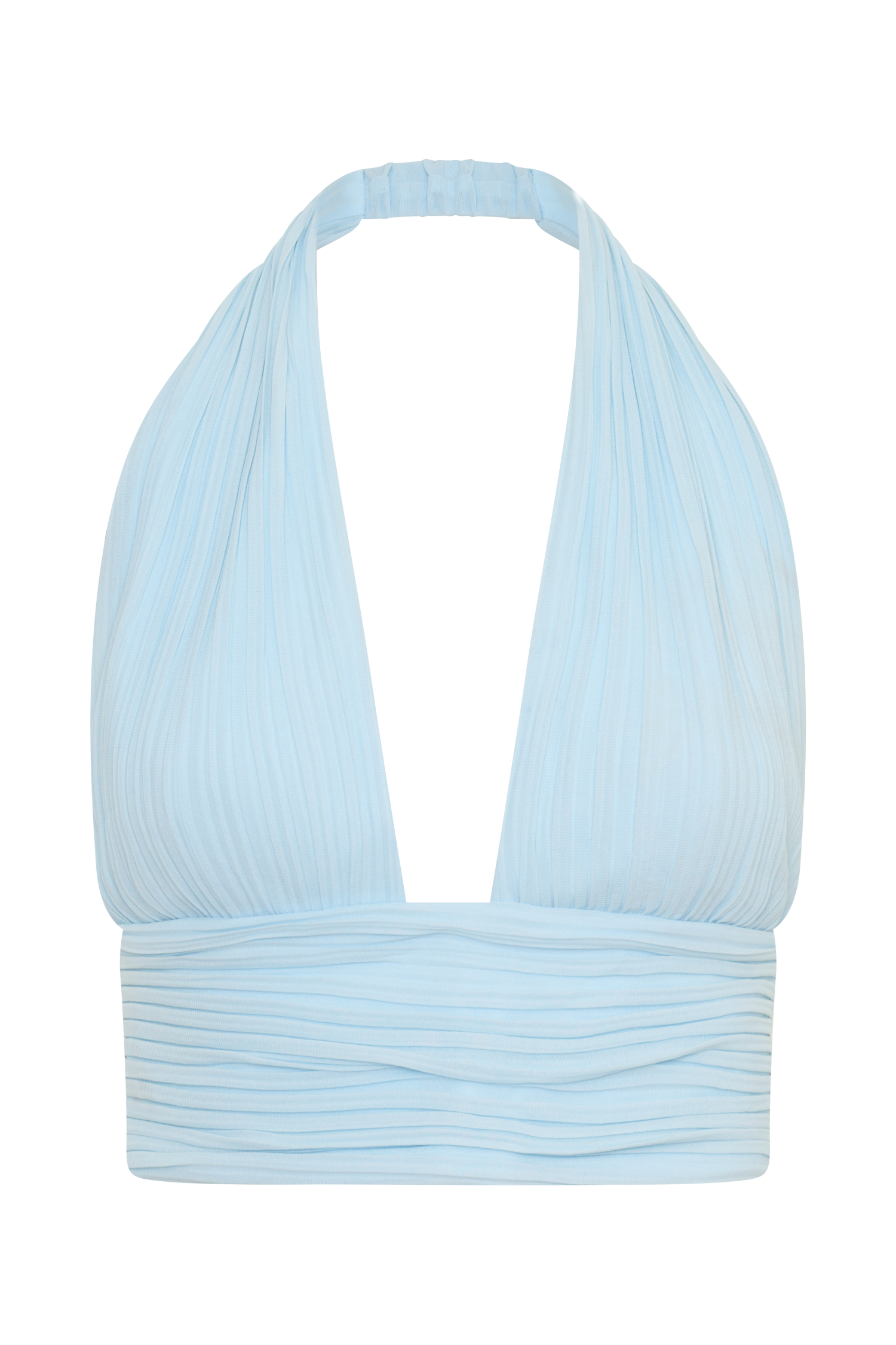 Amaris Sleeveless Plisse Halter Top - Pale Blue #11