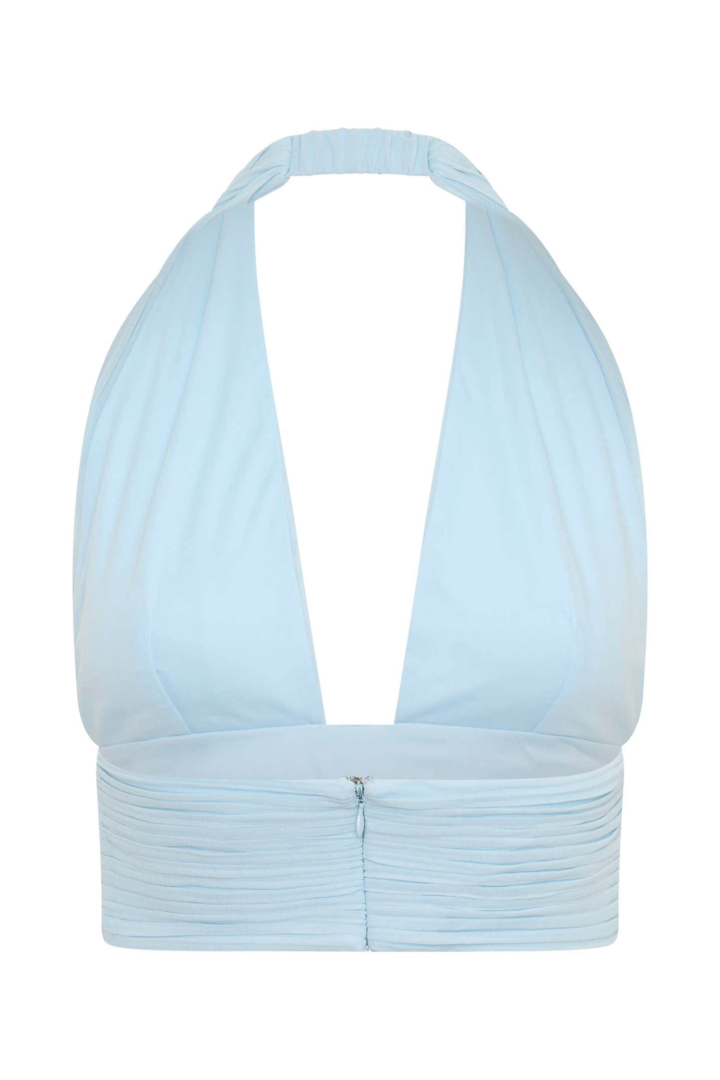 Amaris Sleeveless Plisse Halter Top - Pale Blue
