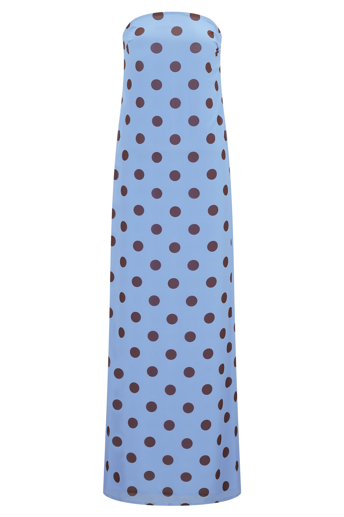 Amaya Strapless Chiffon Maxi Dress - Blue Polka Dot