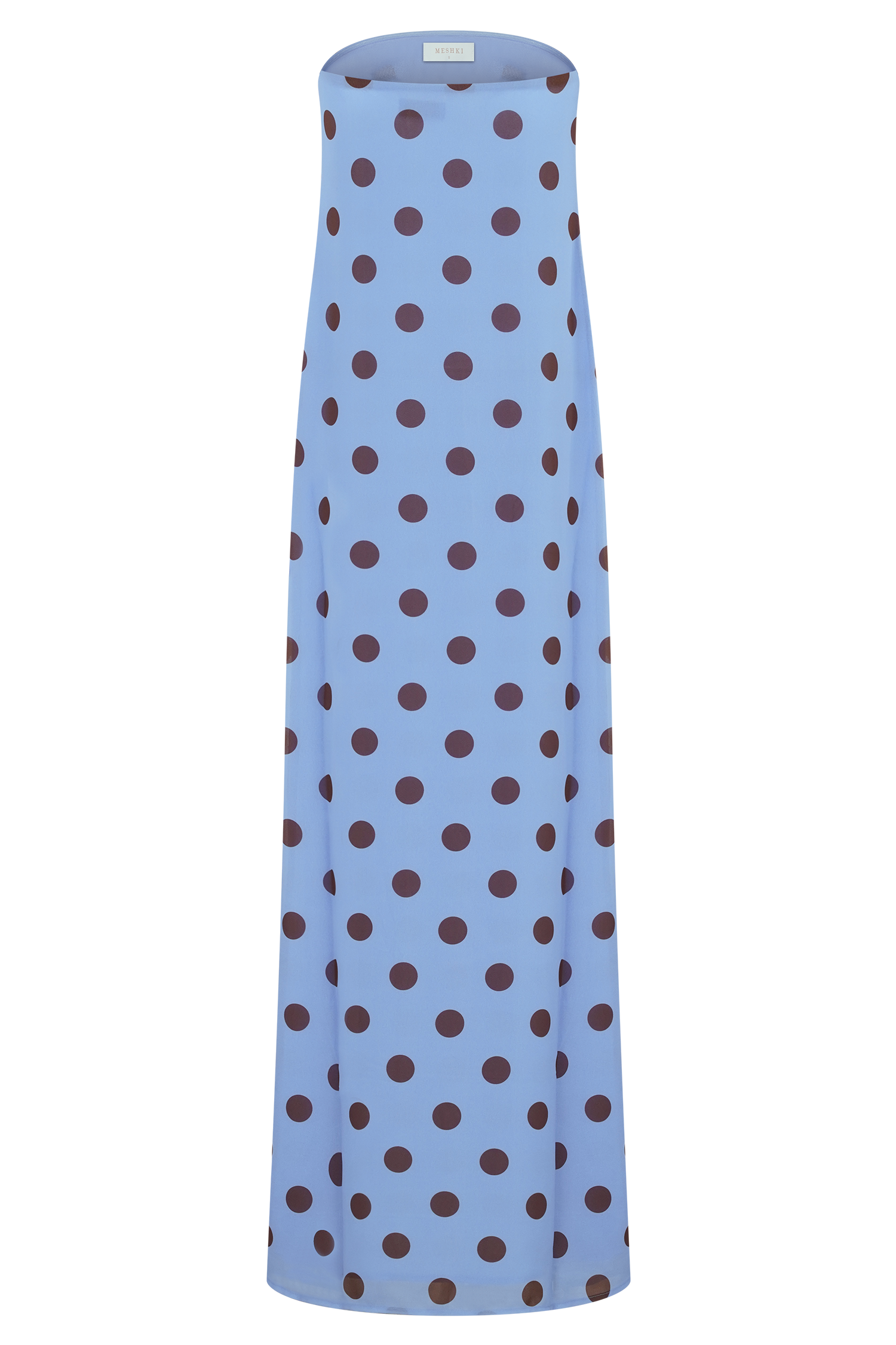 Amaya Strapless Chiffon Maxi Dress - Blue Polka Dot #5