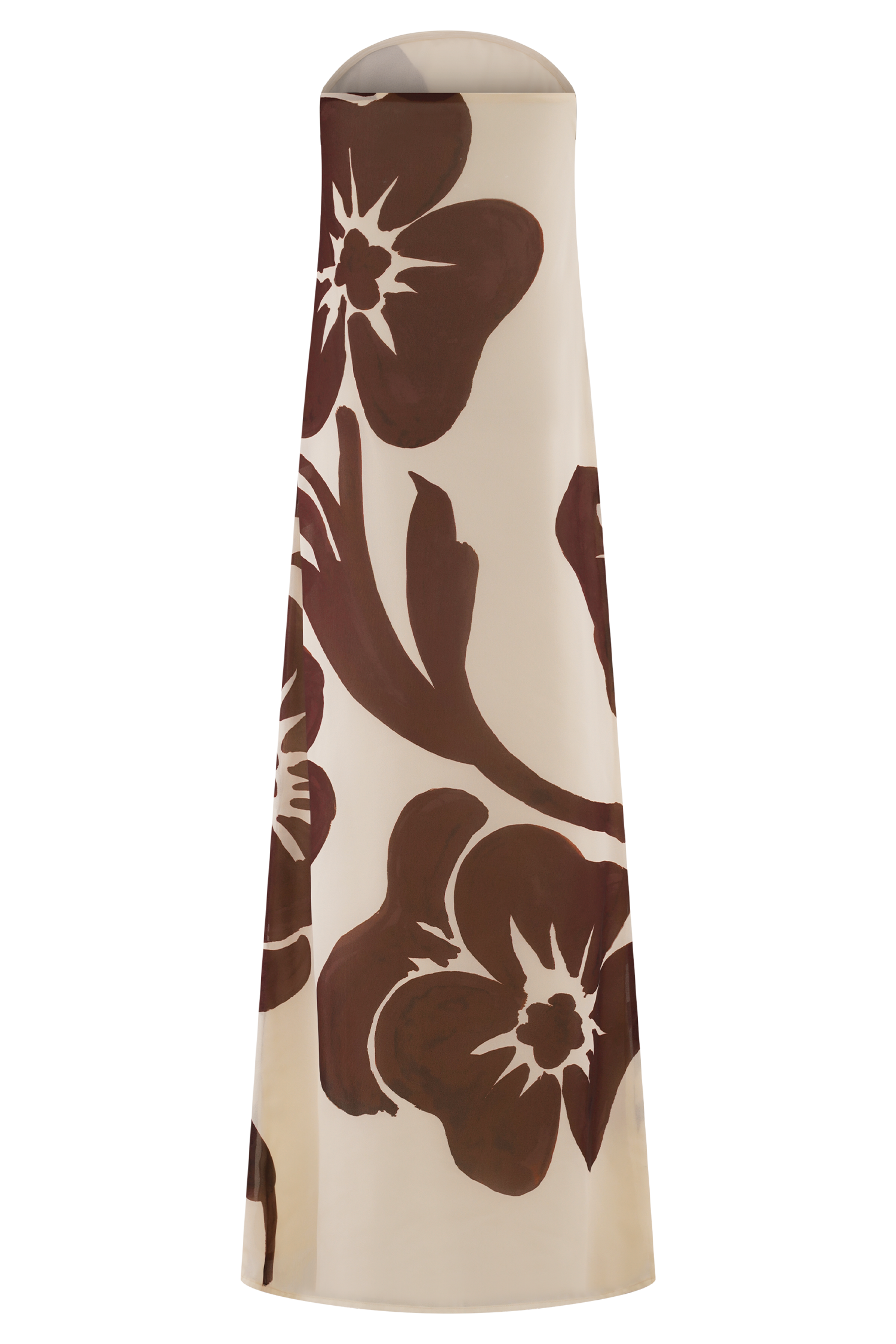 Amaya Strapless Chiffon Maxi Dress - Brown Deco Fleur Print #6