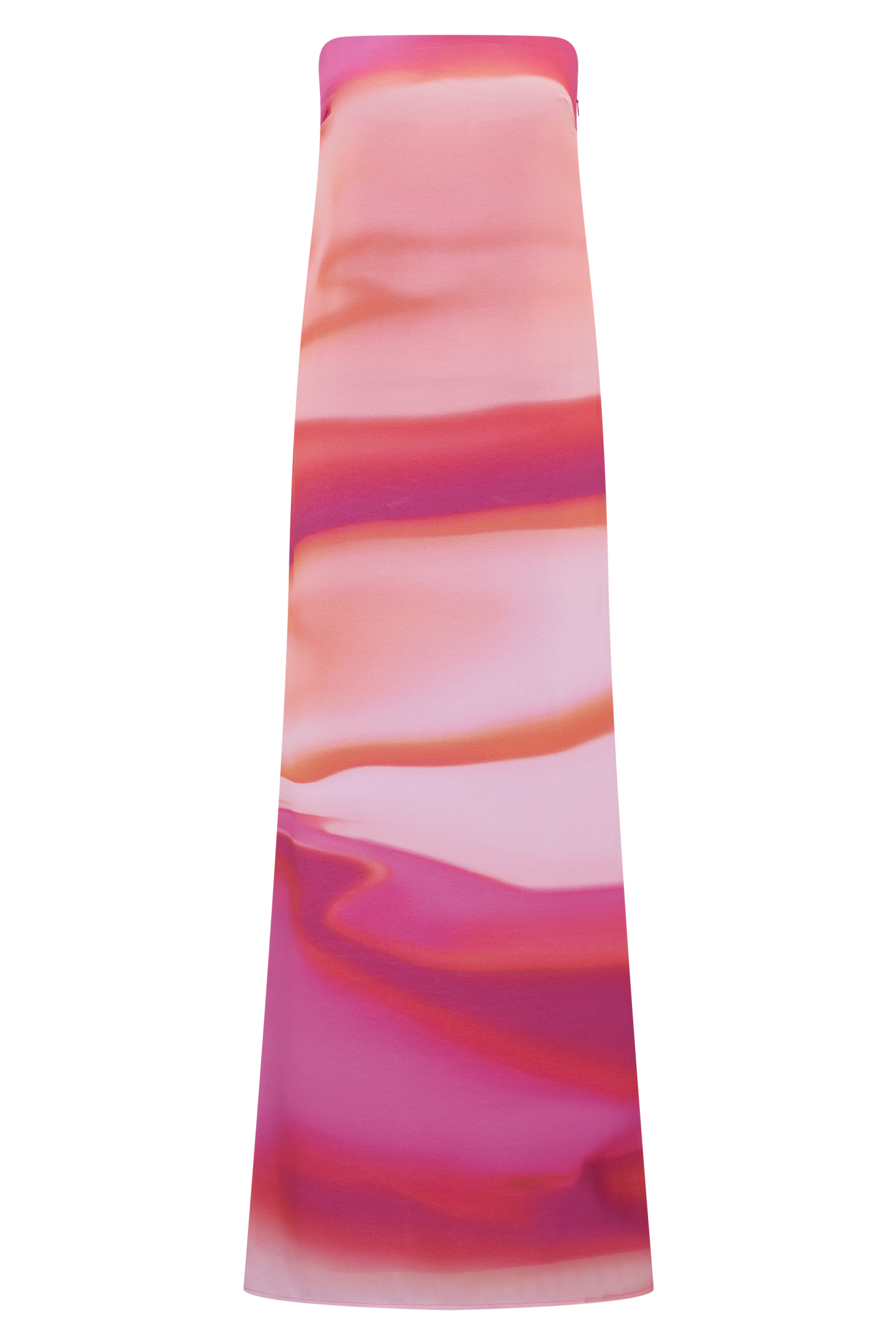 Amaya Strapless Chiffon Maxi Dress - Pink Sunset Print
