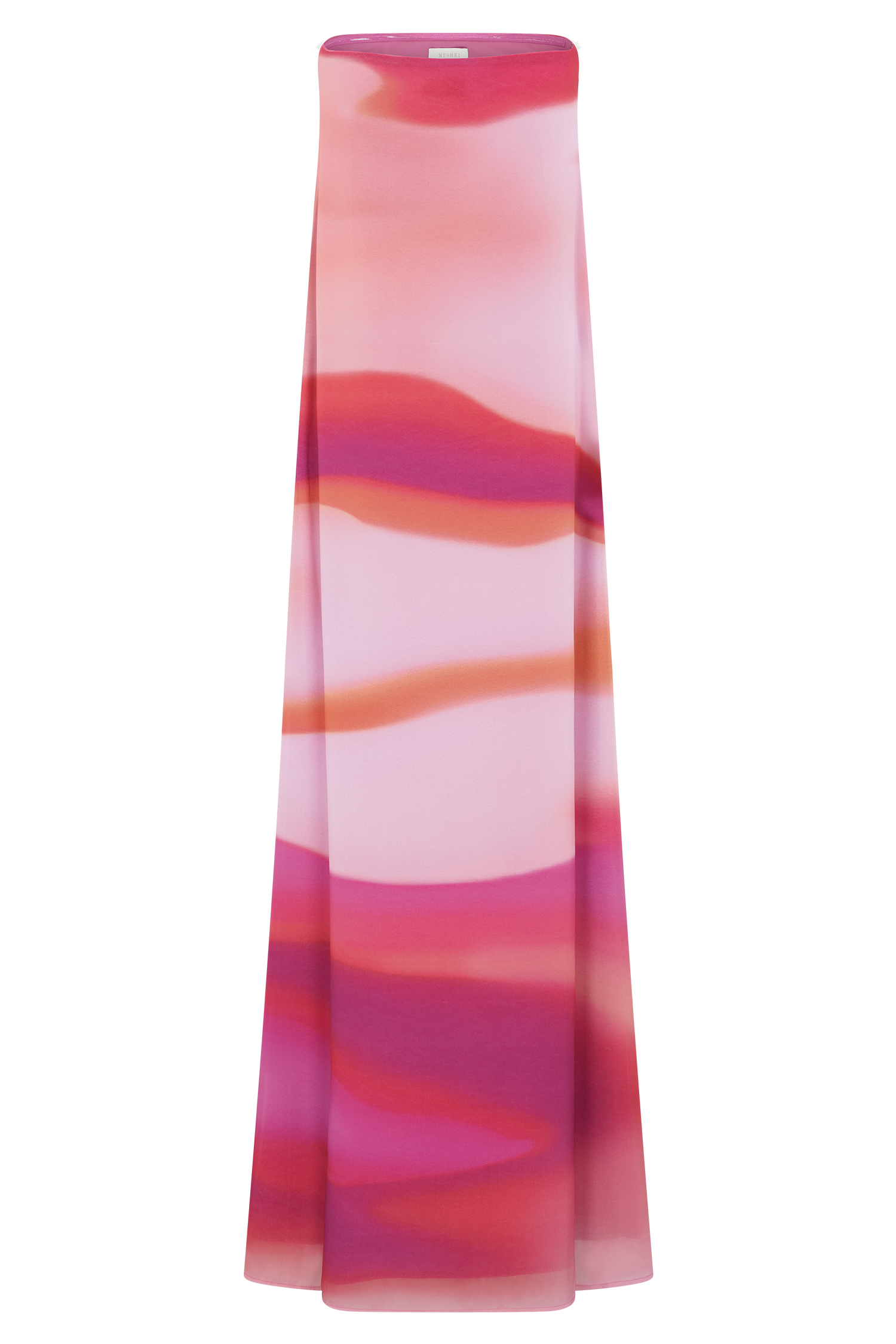 Amaya Strapless Chiffon Maxi Dress - Pink Sunset Print #7