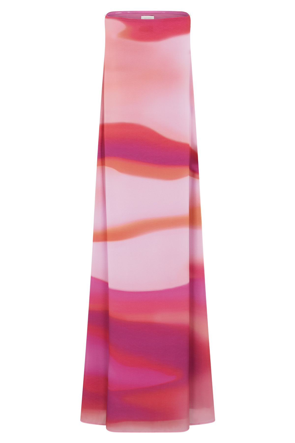 Amaya Strapless Chiffon Maxi Dress - Pink Sunset Print #7