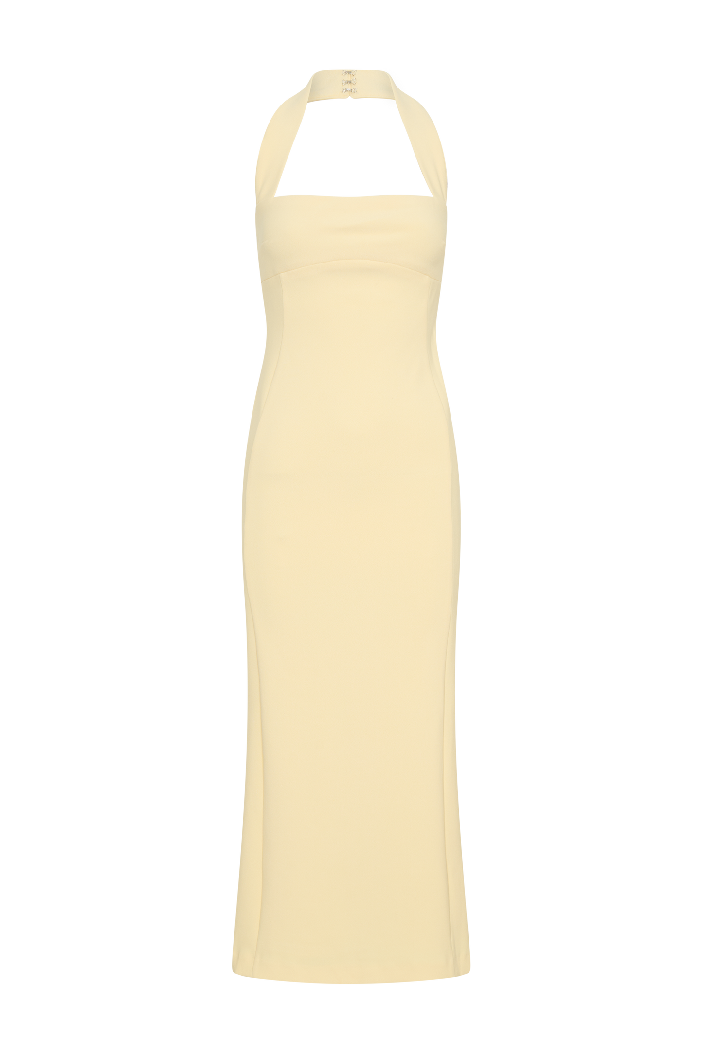Amelita Suiting Halter Midi Dress - Pale Lemon