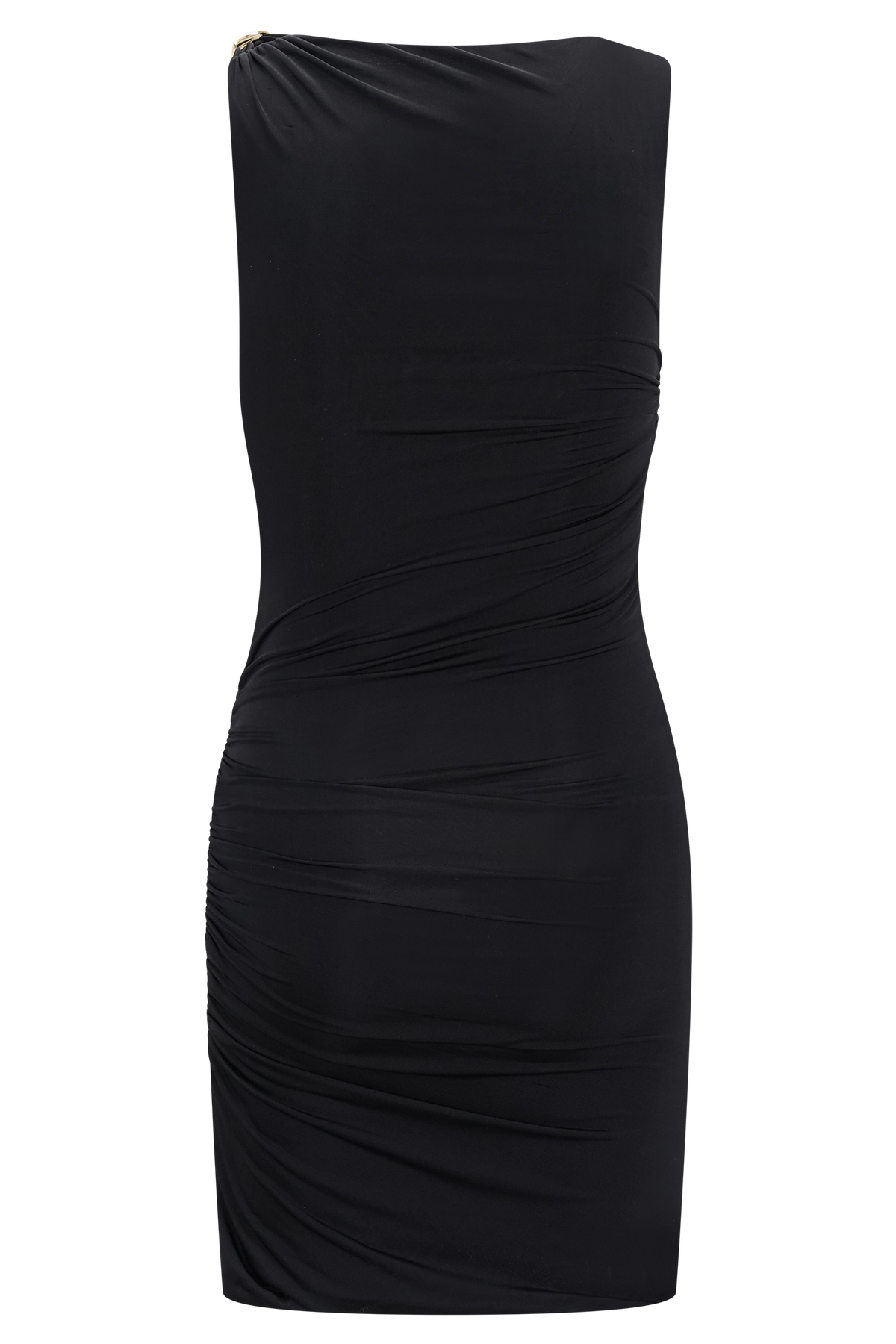 Amia Slinky Sleeveless Mini Dress With Hardware - Black #7