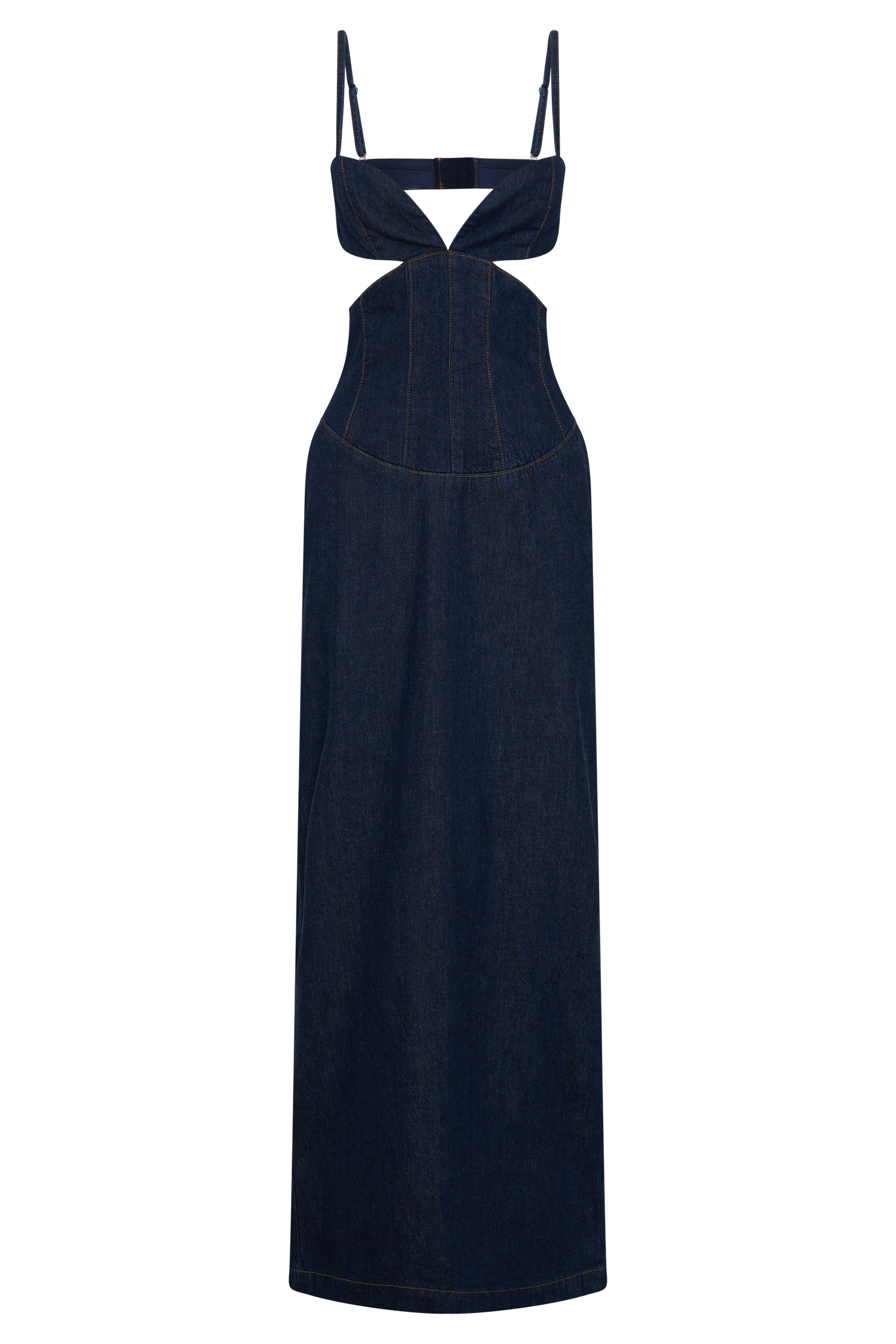Amila Denim Cupped Maxi Dress - Indigo Blue #9