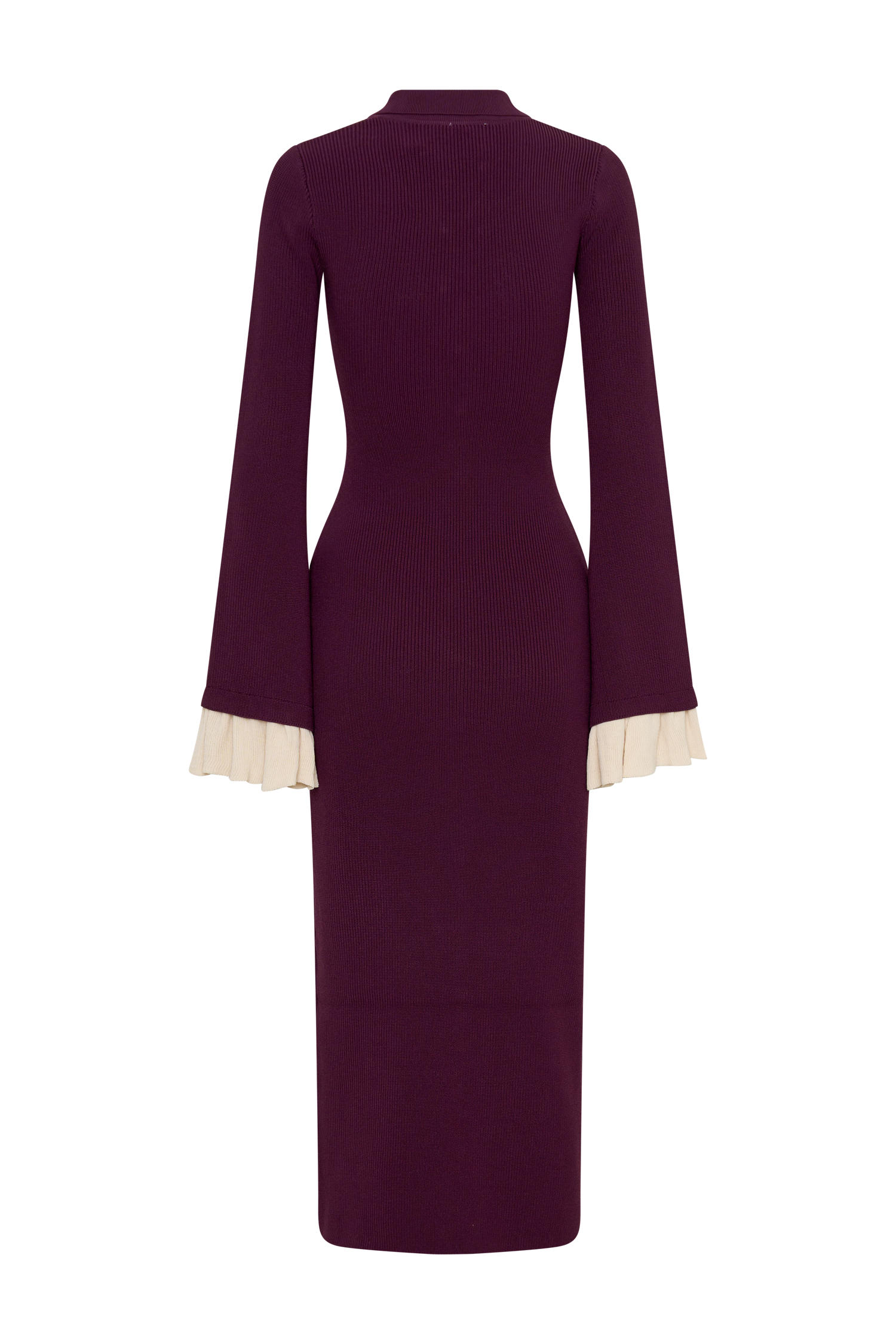 Amirose Ruffle Knit Midi Dress - Plum #8
