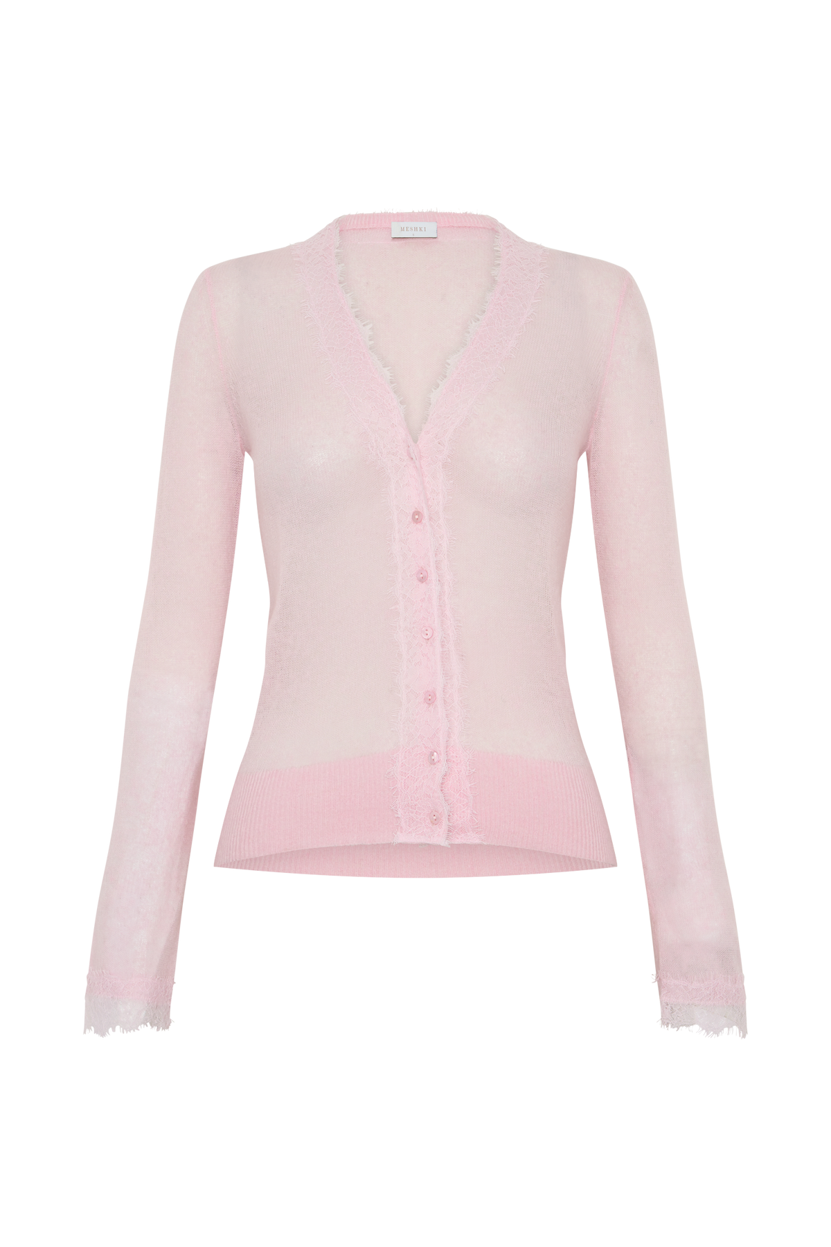 Amrita Lace Knit Cardigan - Baby Pink