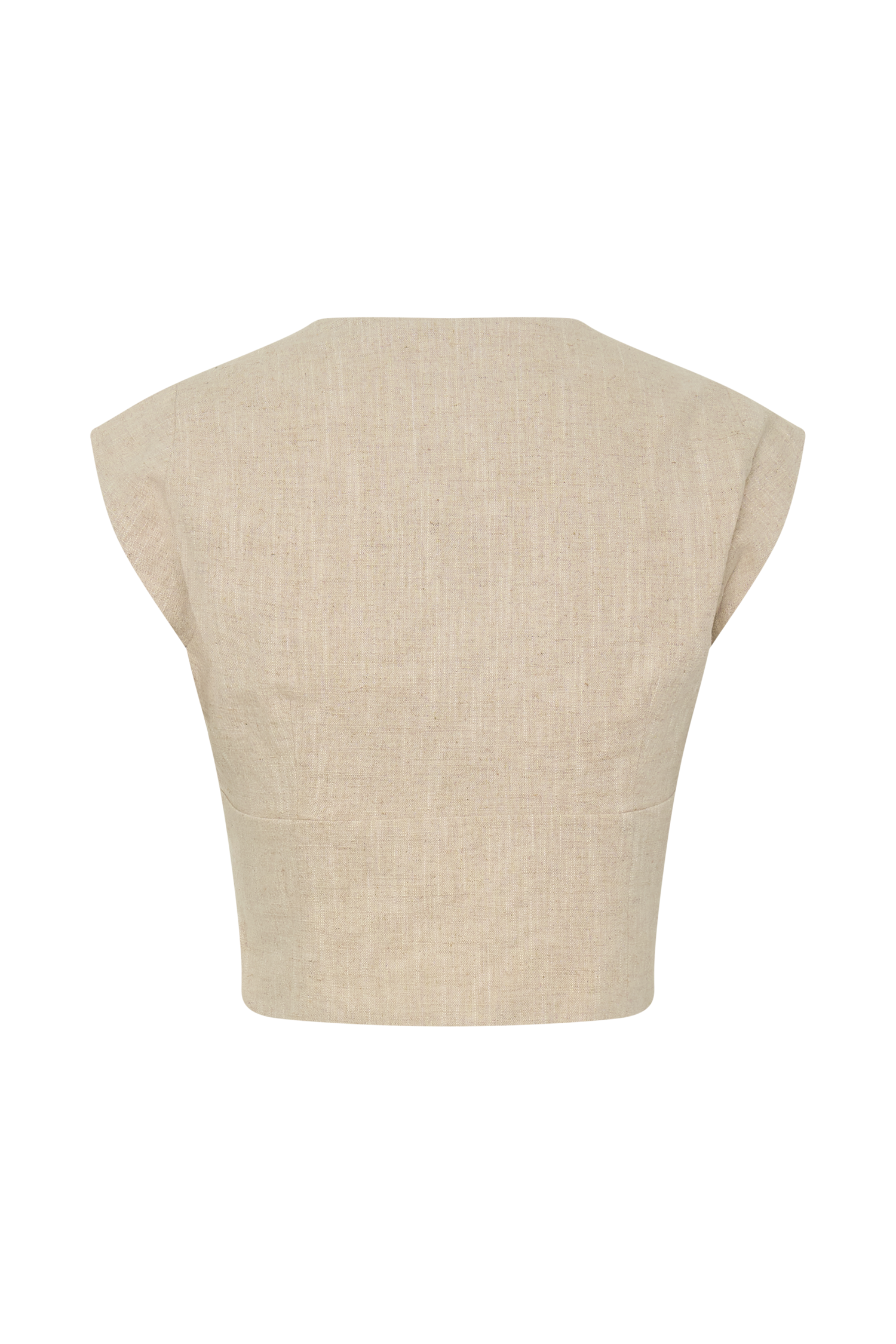 Anahita Linen Front Bows Short Sleeve Top - Natural #10