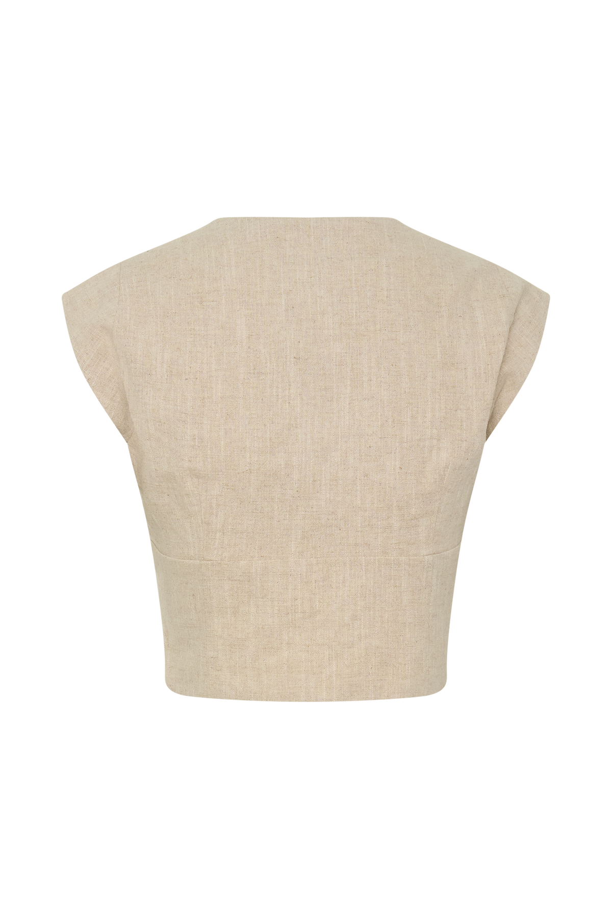Anahita Linen Front Bows Short Sleeve Top - Natural #10