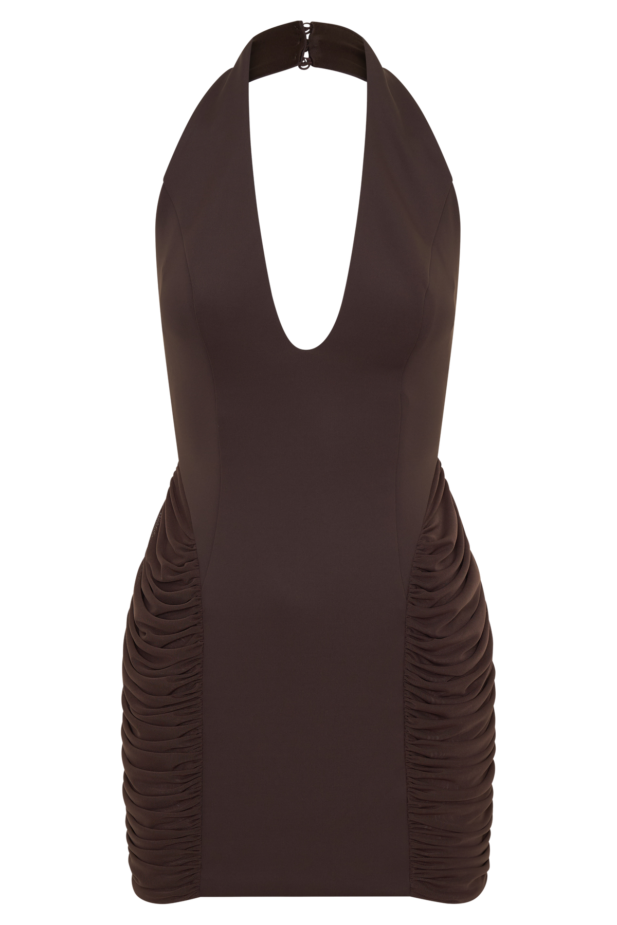 Anari Gathered Scuba Mini Dress - Dark Chocolate #9