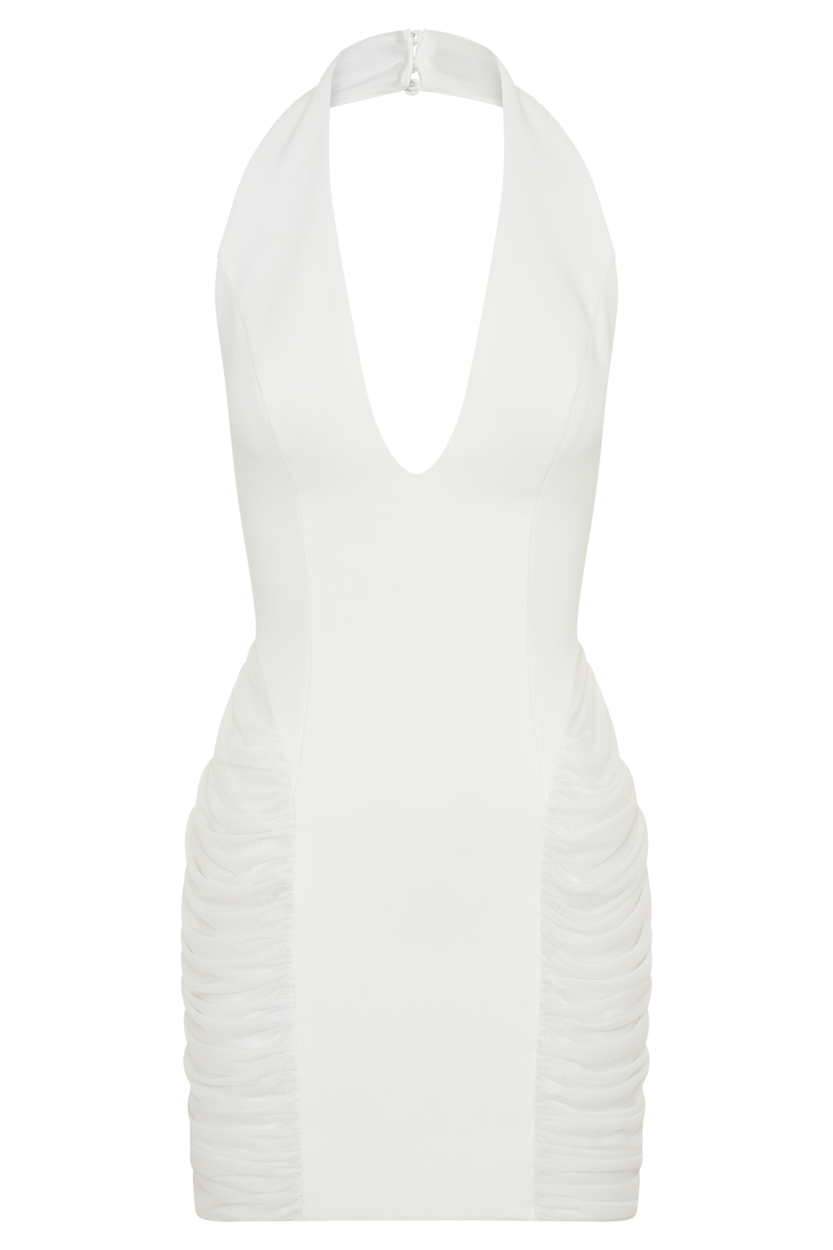 Anari Gathered Scuba Mini Dress - White #7