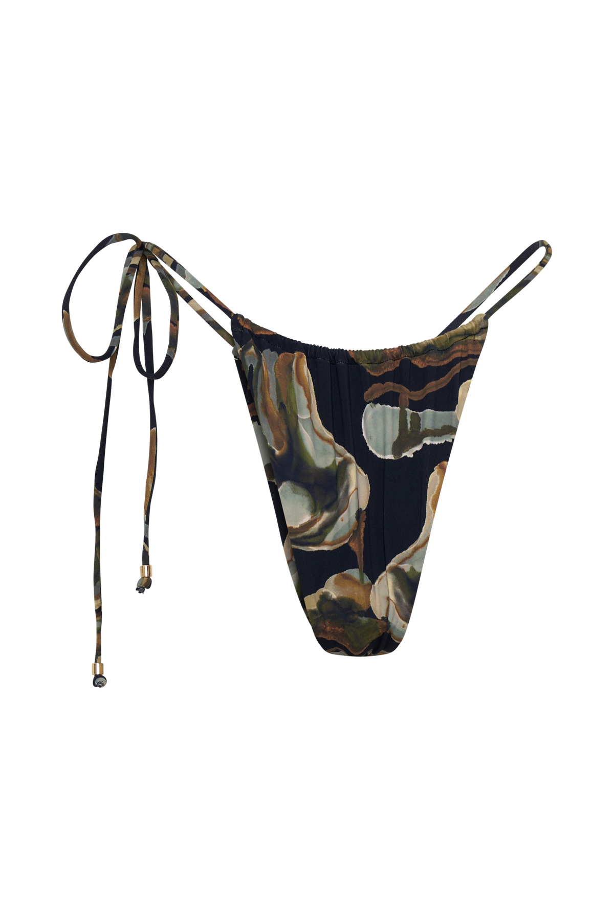 Andie Ruched String Side Bikini Brief - Green Fluid Reverie Print #6