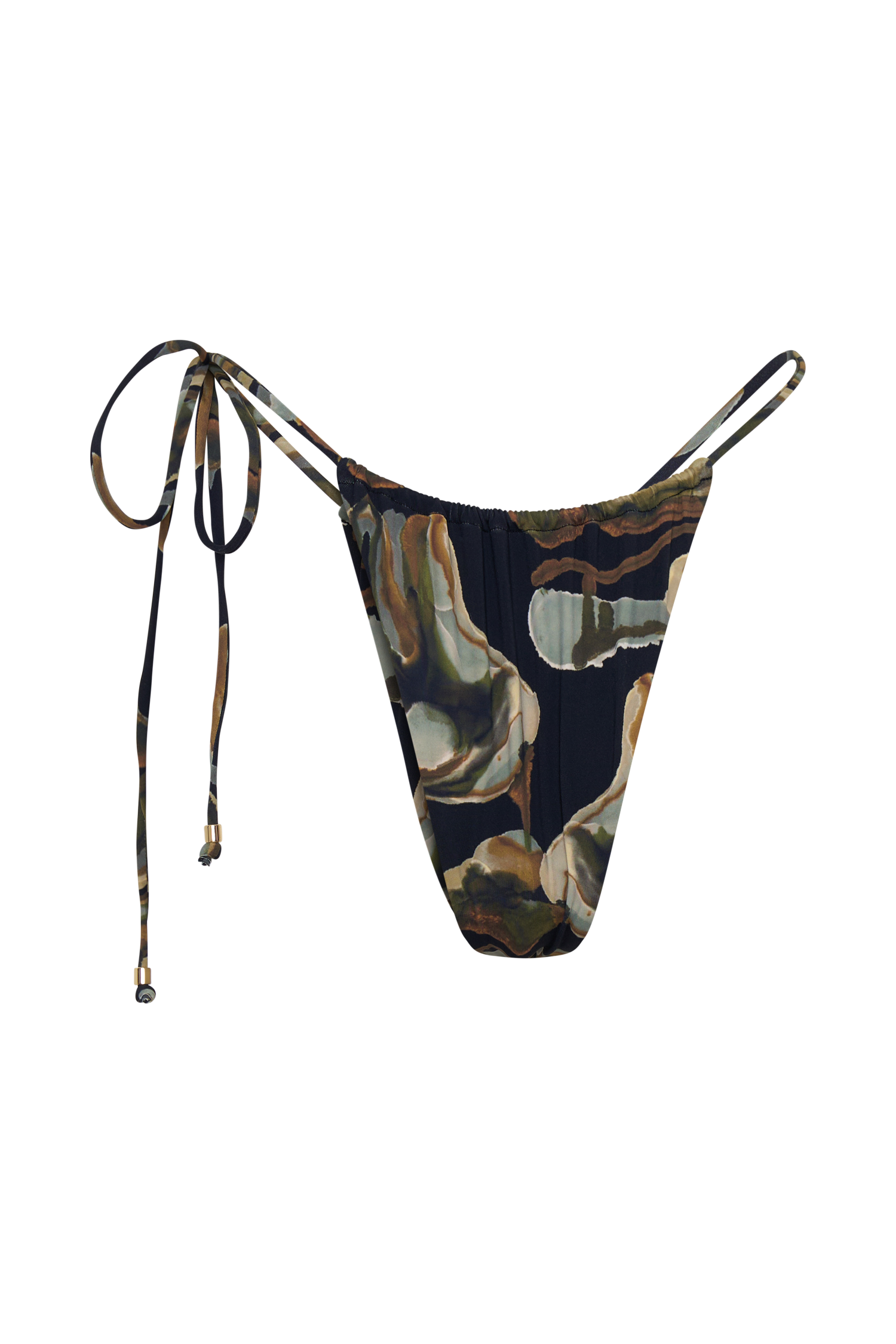 Andie Ruched String Side Bikini Brief - Green Fluid Reverie Print #6