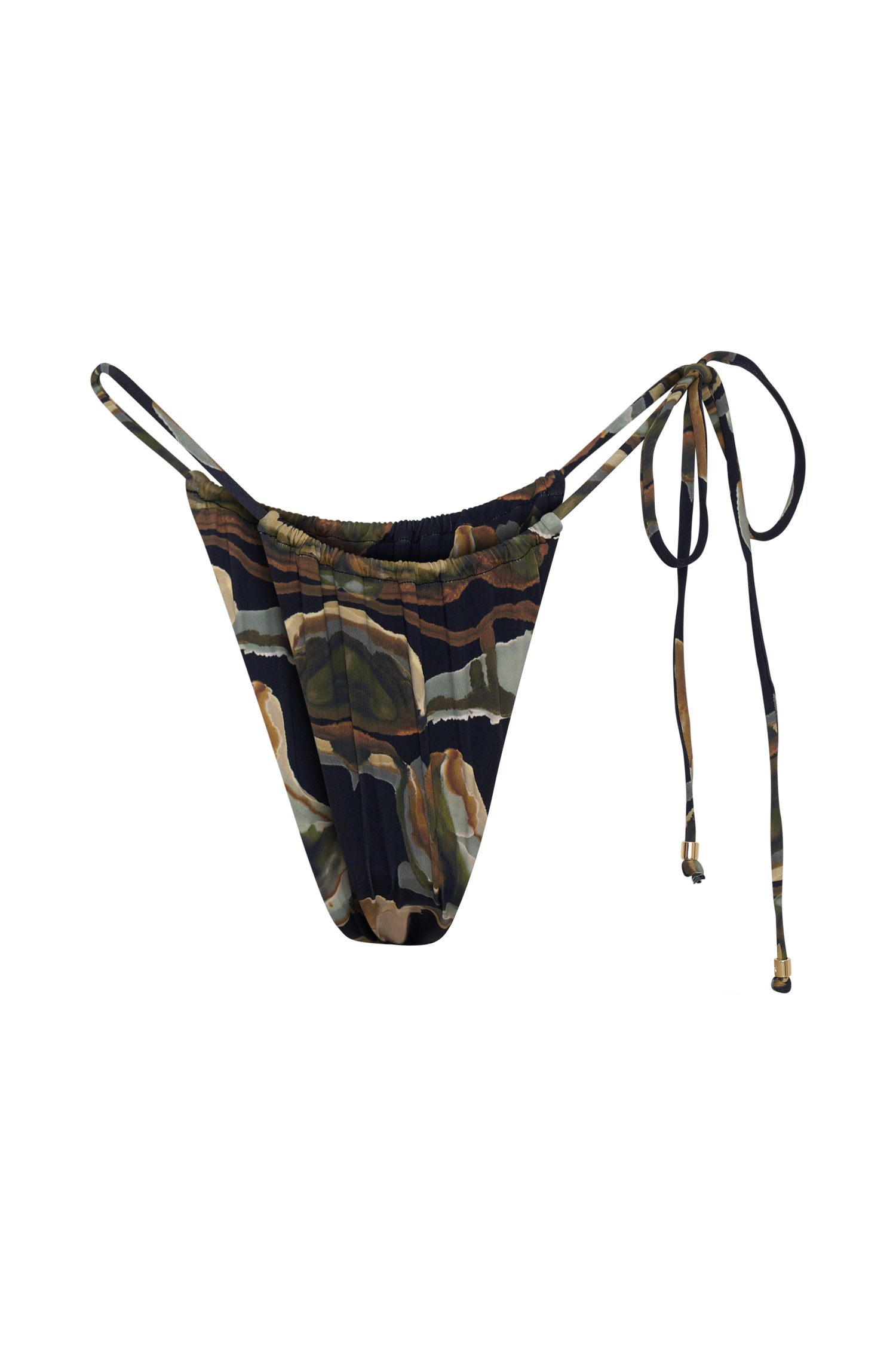 Andie Ruched String Side Bikini Brief - Green Fluid Reverie Print #5