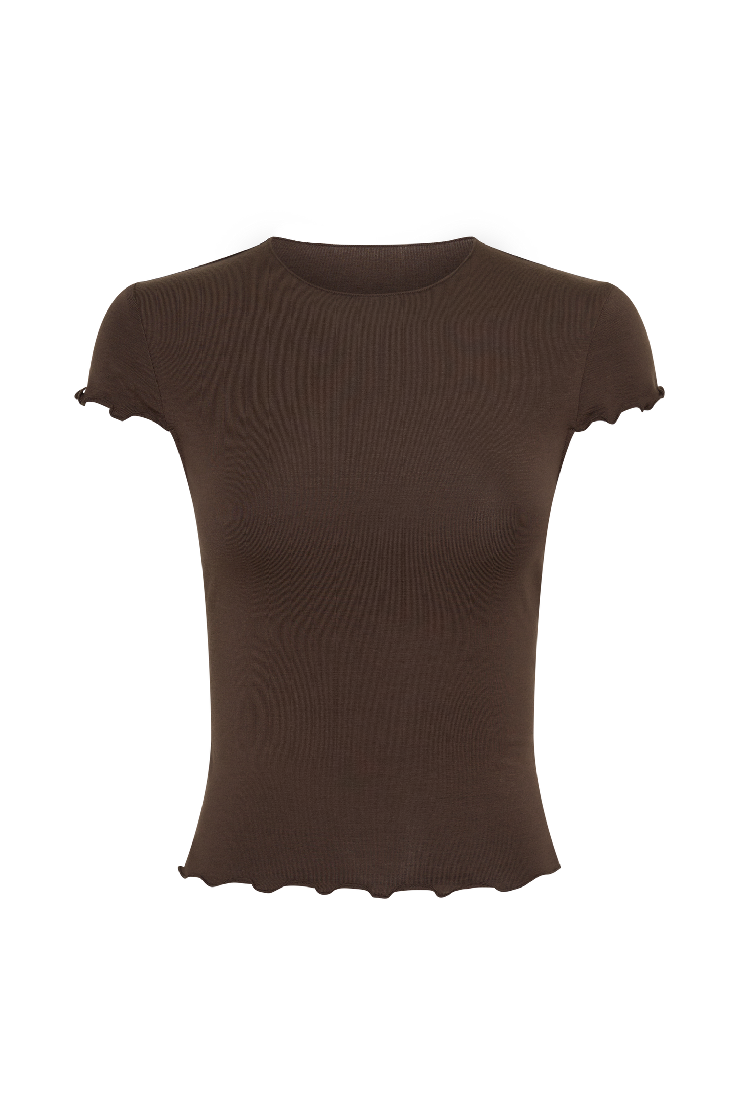 Anfie High Neck Top With Piping Detail - Dark Chocolate