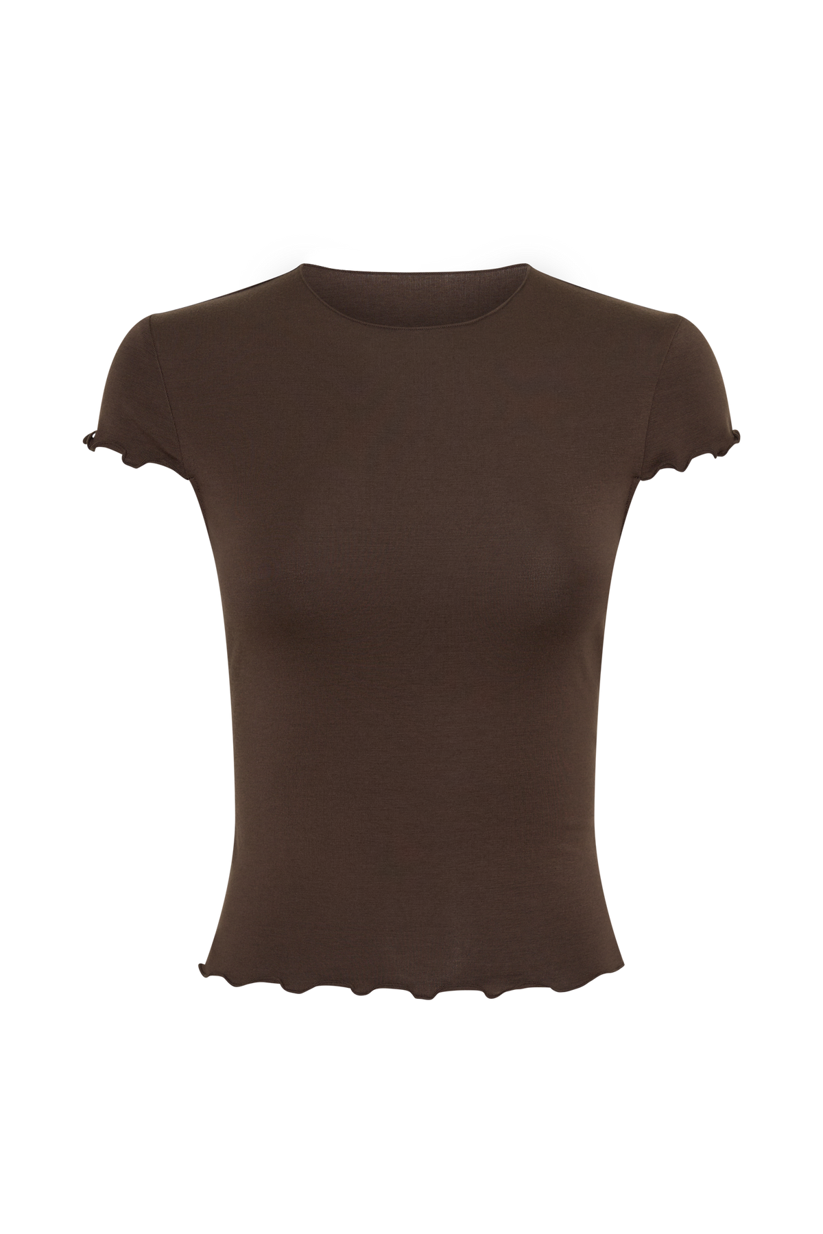 Anfie High Neck Top With Piping Detail - Dark Chocolate #9