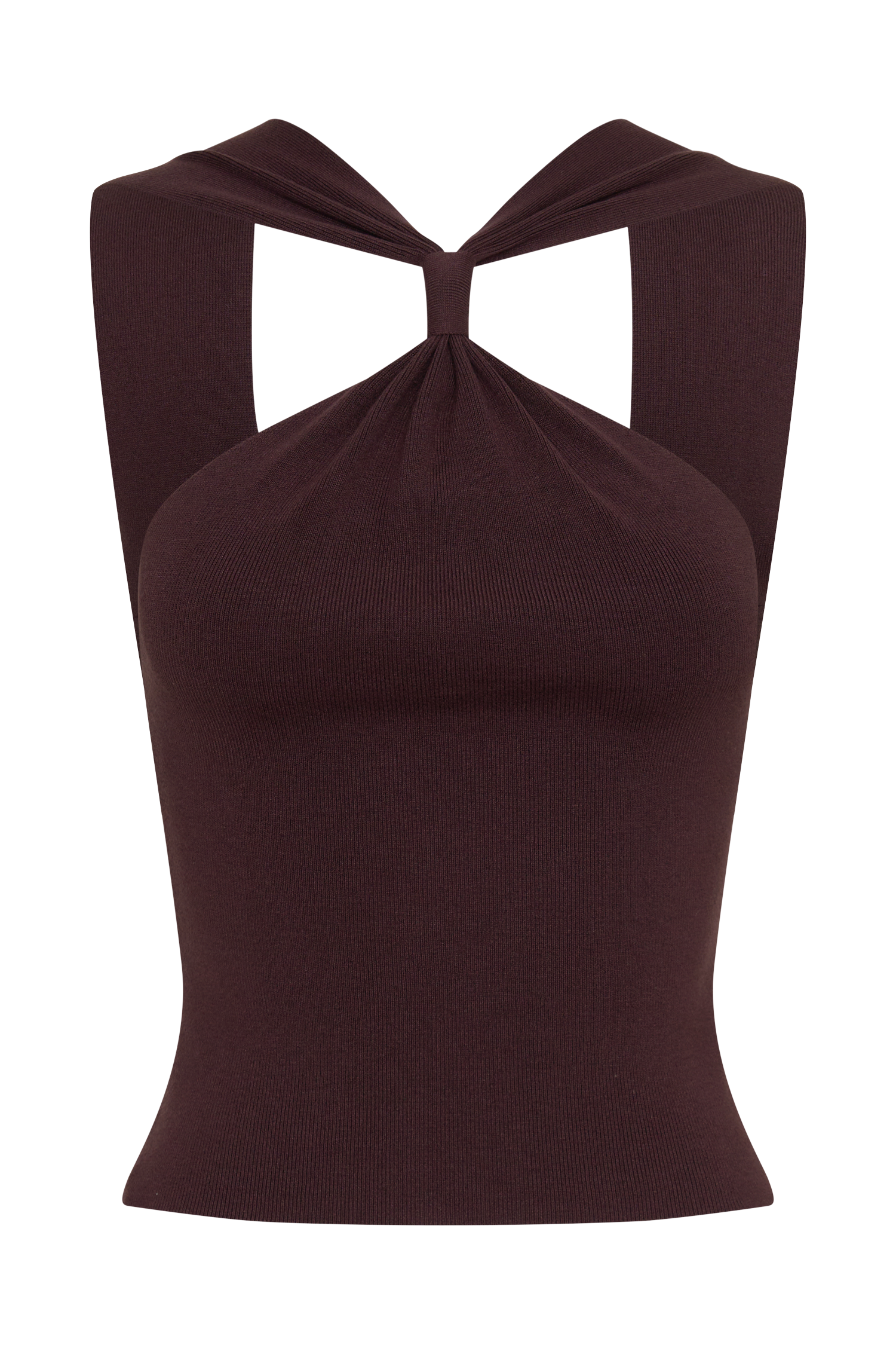 Angelika Twist Front Knit Top - Chocolate #9