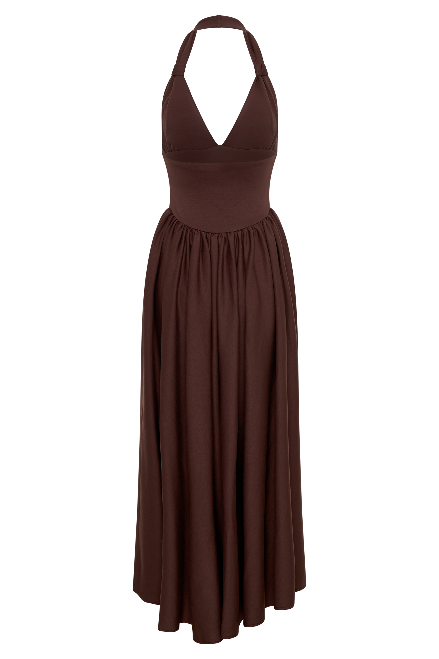 Angelina Scuba Halter Midi Dress - Chocolate #7