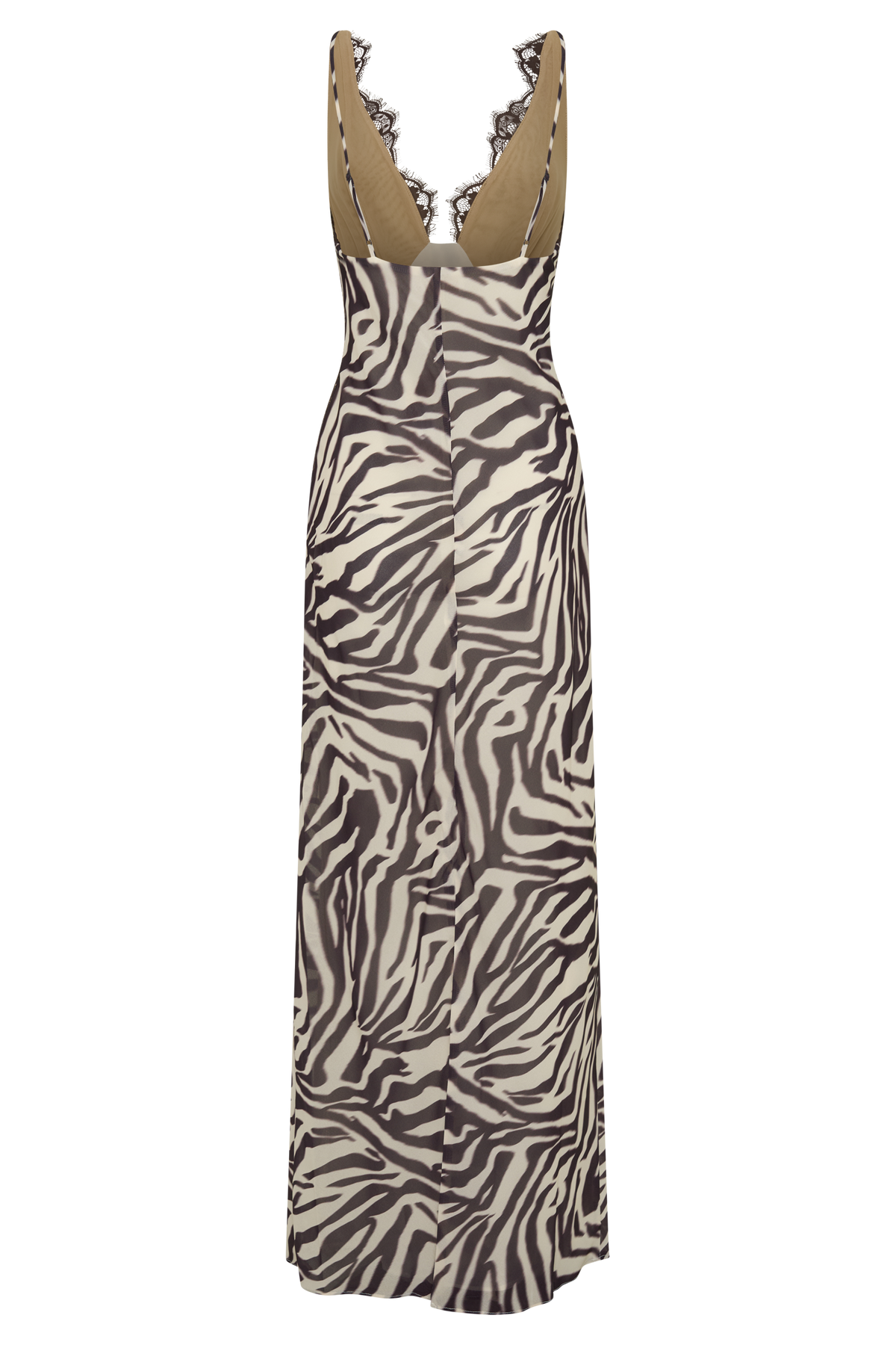 Angeline Lace And Chiffon Maxi Dress - Abstract Zebra Print