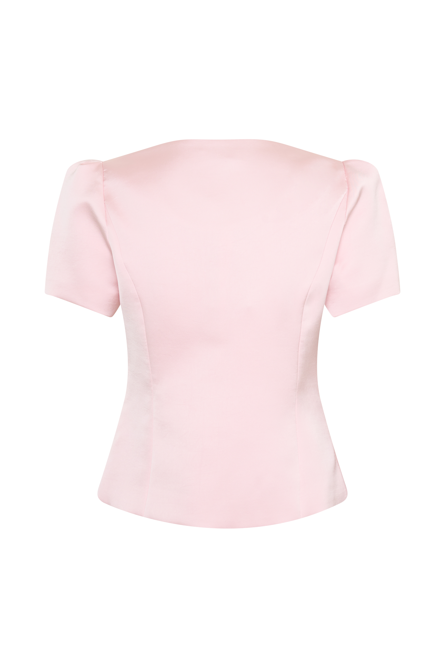 Anne Short Sleeve Satin Top - Pale Pink #10