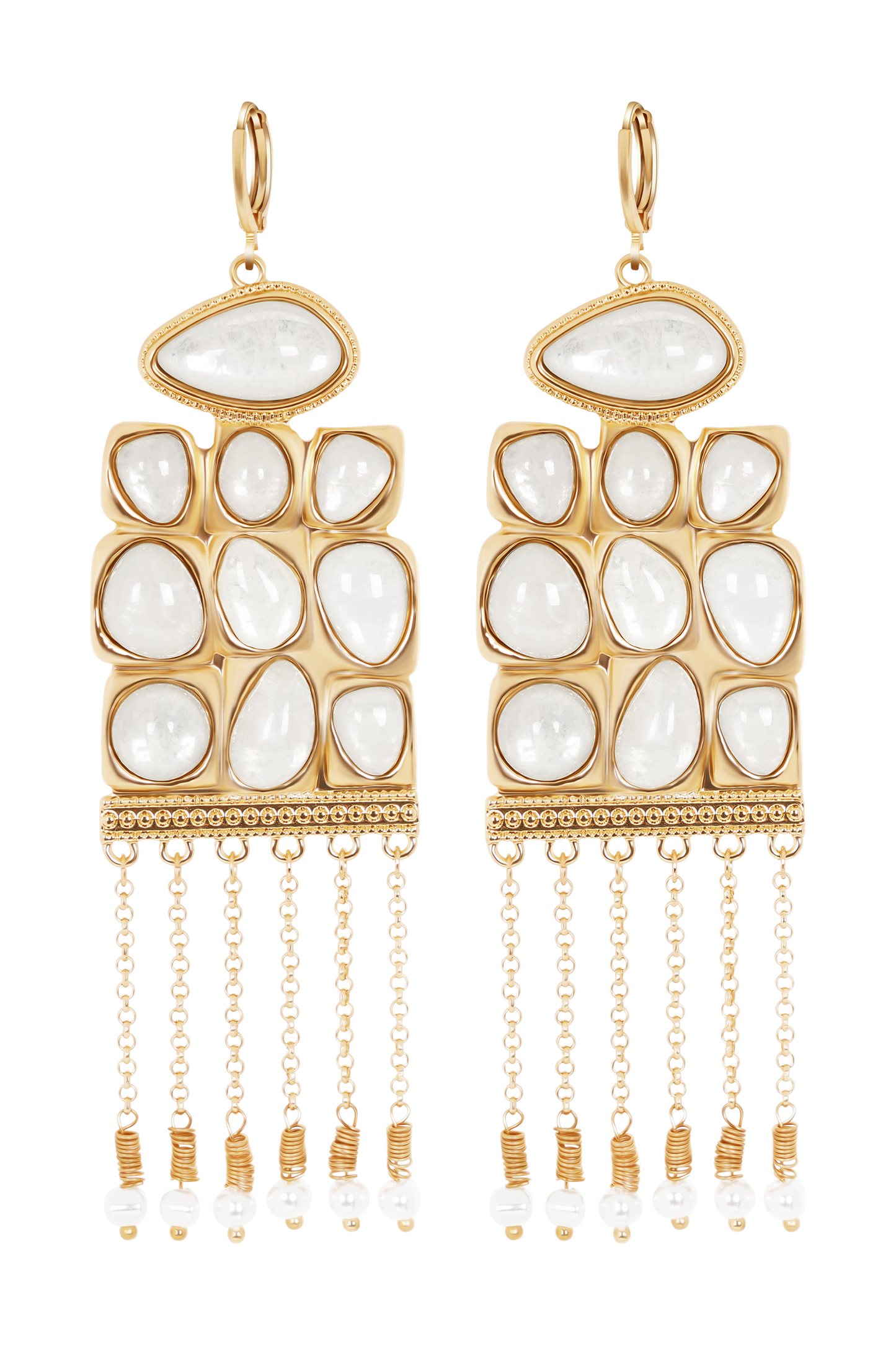 Annika Horizontal Resin Drop Earrings - Gold