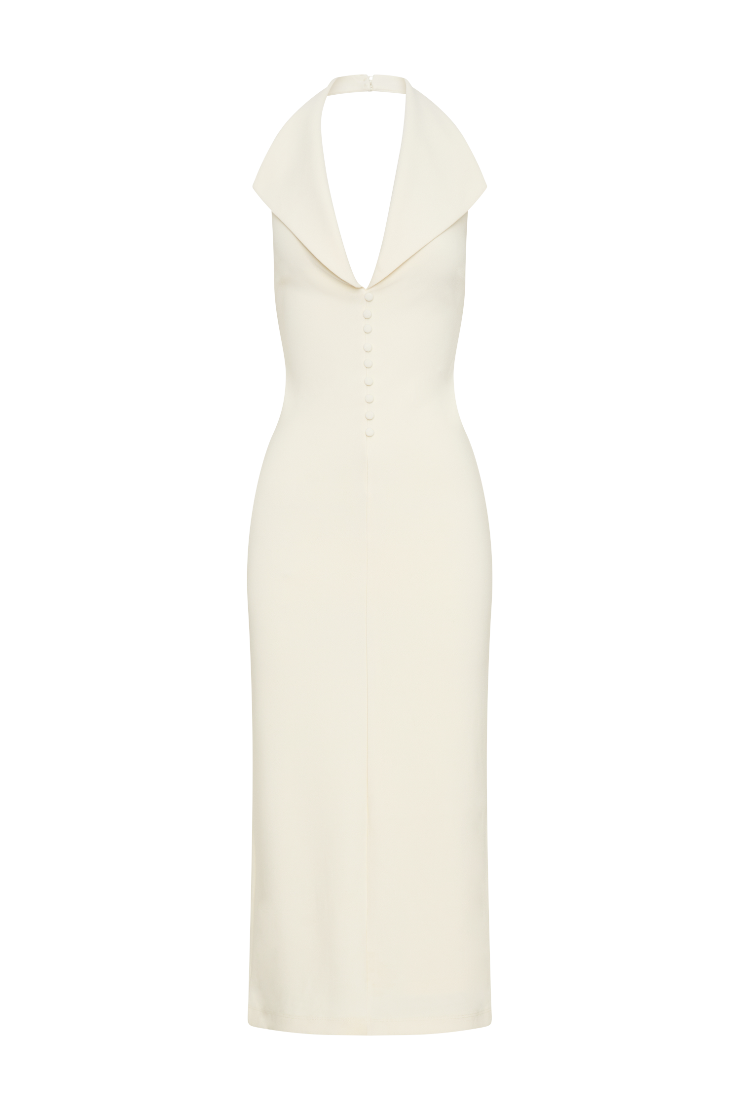 Annita Crepe Halter Midi Dress - Ivory #9