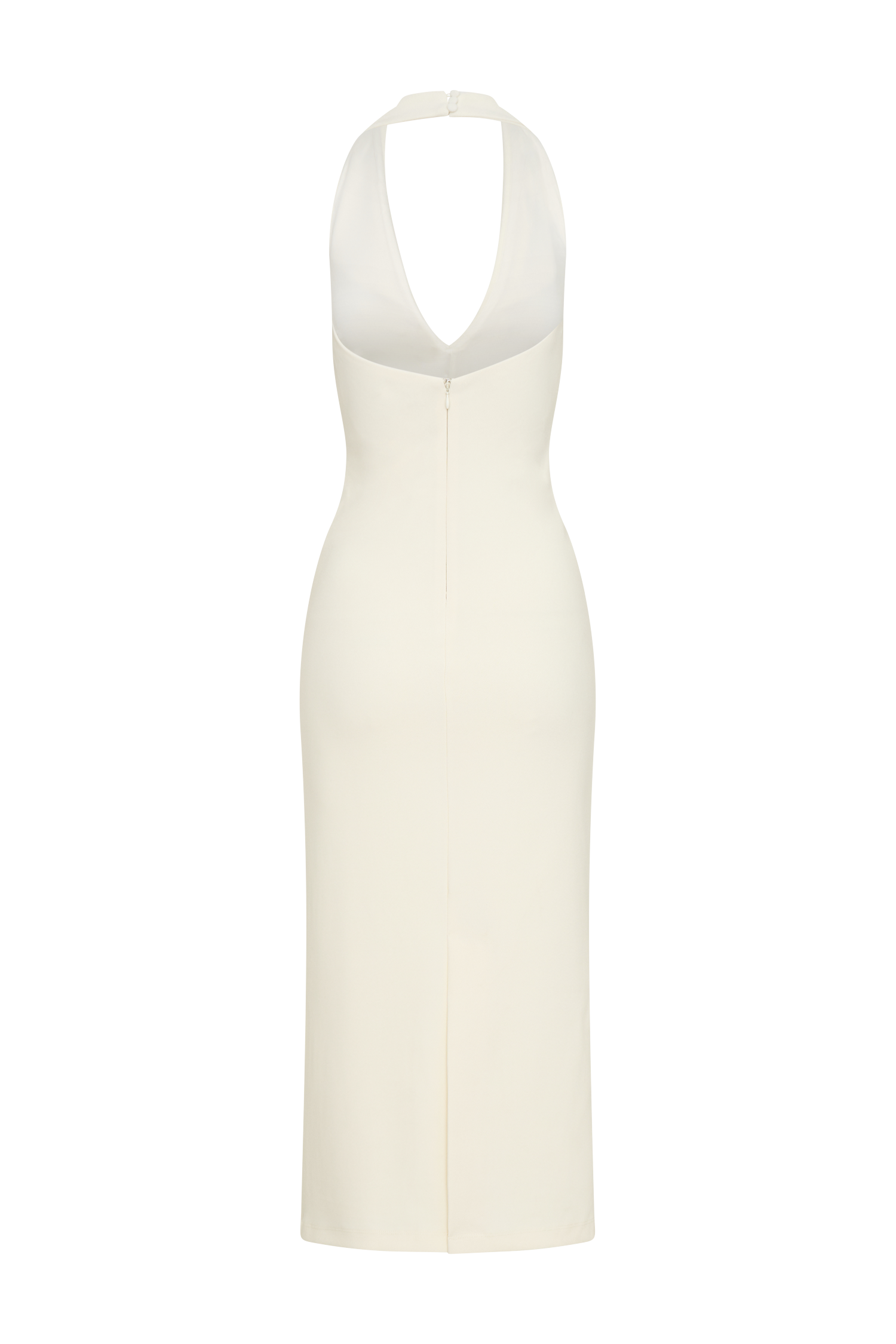 Annita Crepe Halter Midi Dress - Ivory #8