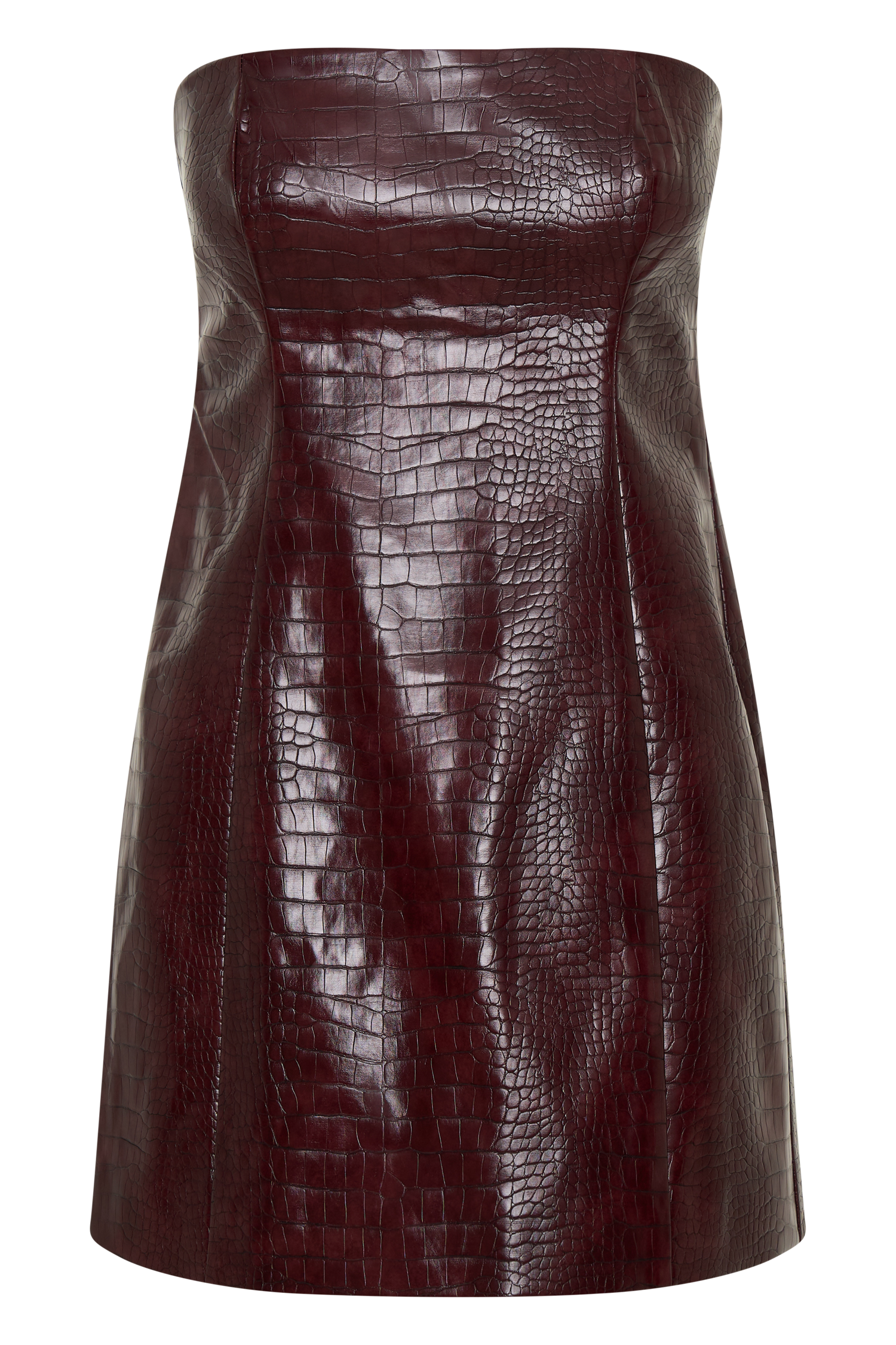 Anouk Faux Leather Strapless Mini Dress - Merlot | MESHKI UK Anouk Faux Leather Strapless Mini Dress - Merlot | MESHKI UK