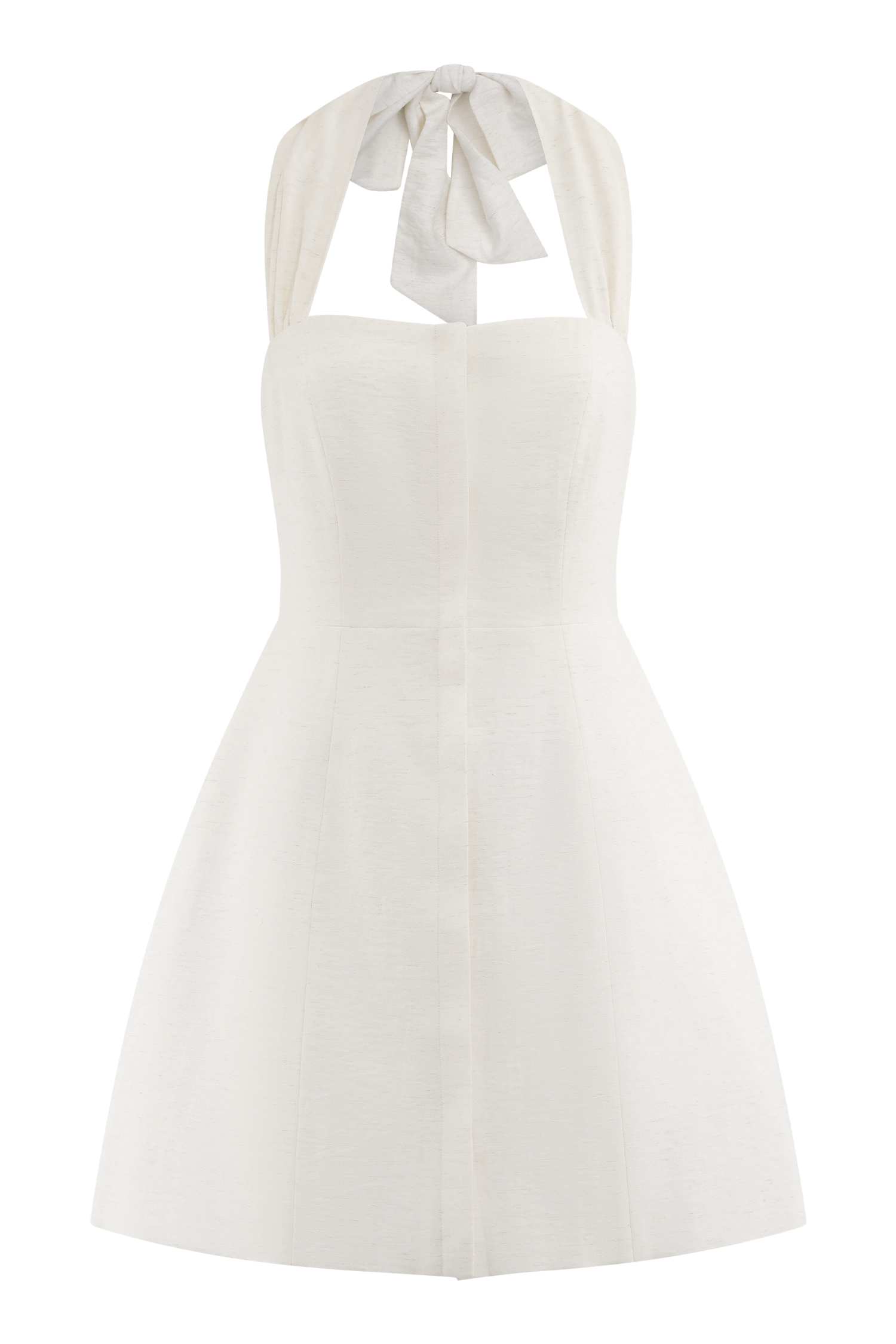 Anya Linen Halter Mini Dress - Oat Marle #11