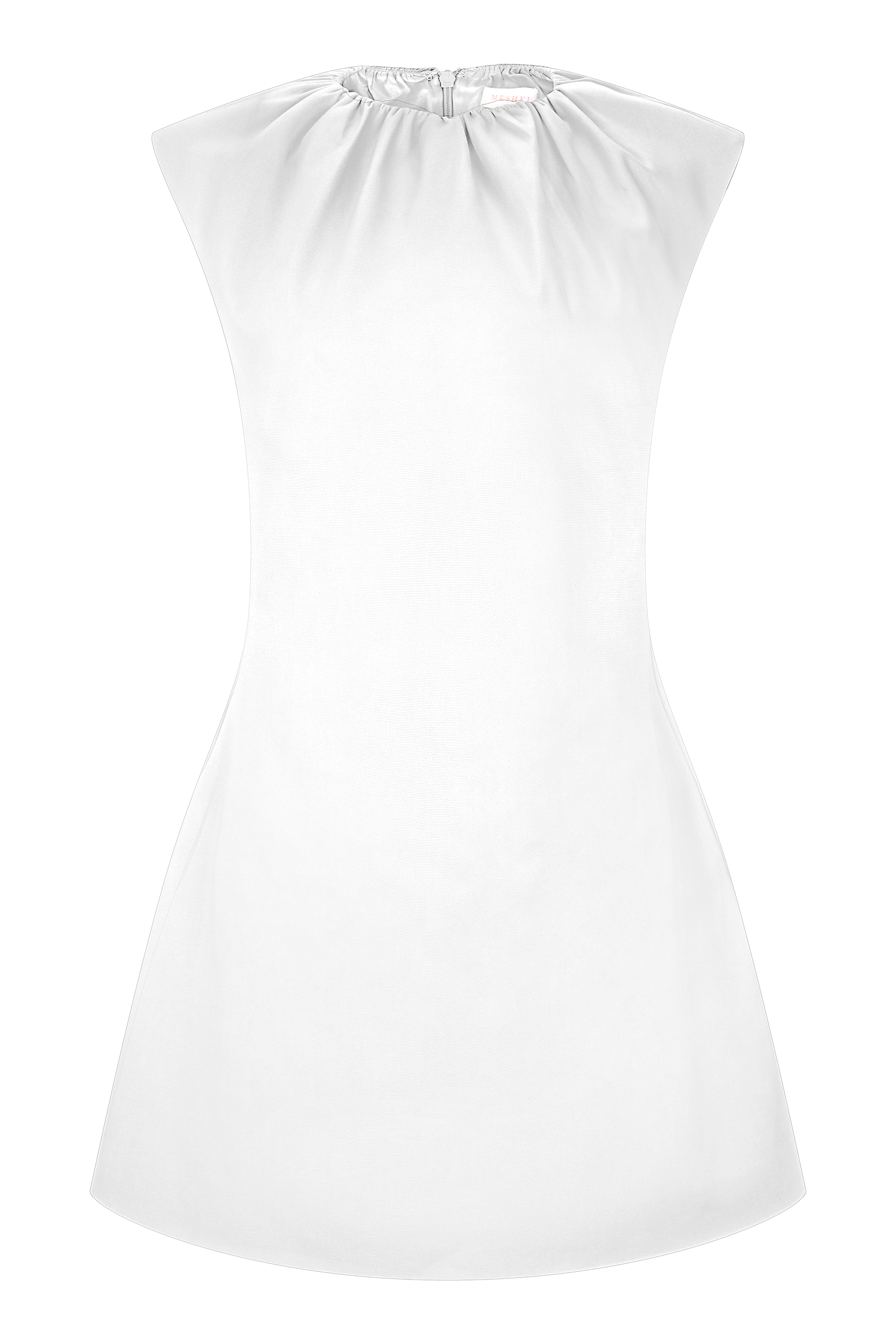 Ariana Pleated Neck Mini Dress - Ivory #8
