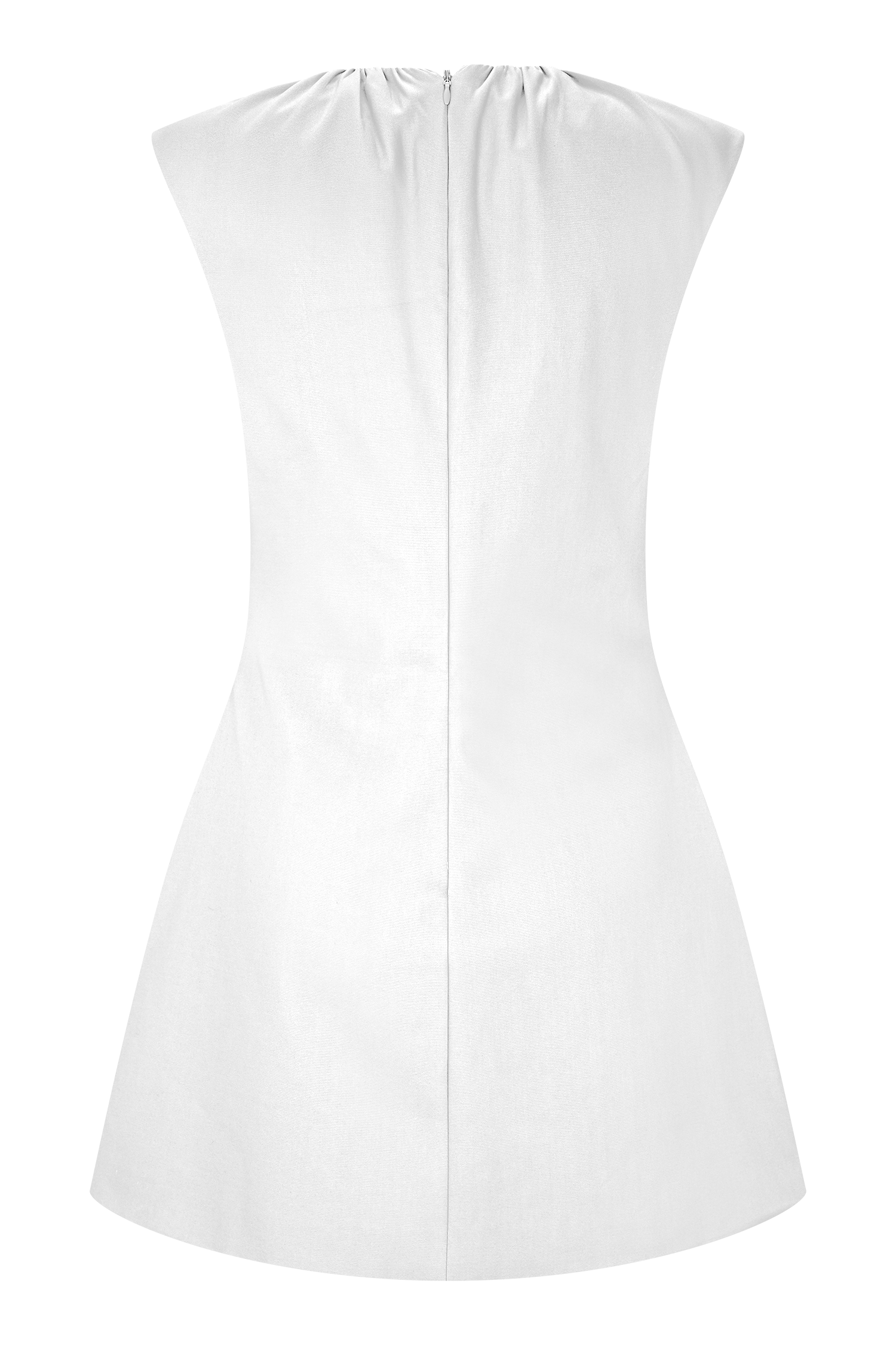 Ariana Pleated Neck Mini Dress - Ivory #7