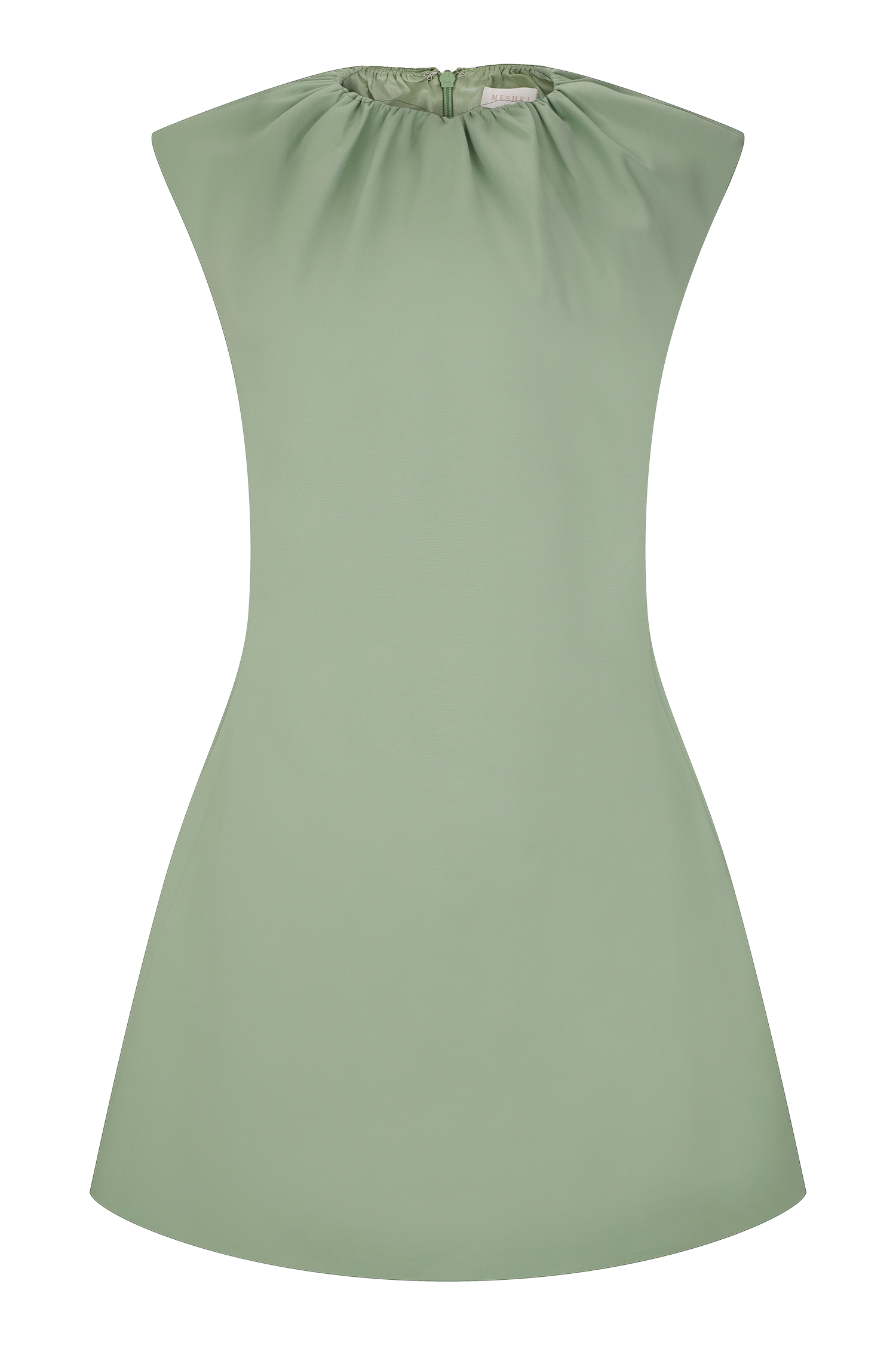 Ariana Pleated Neck Mini Dress - Sage #9