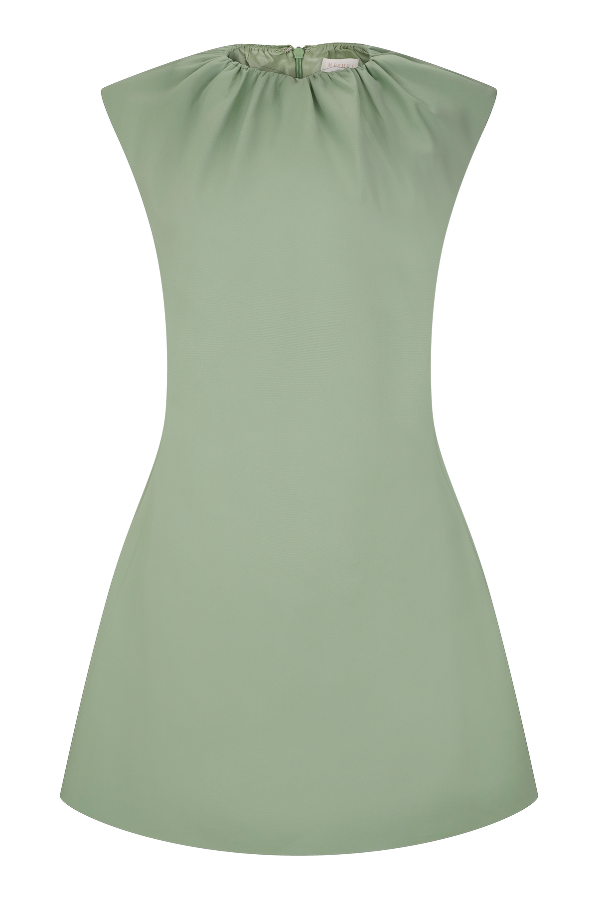 Ariana Pleated Neck Mini Dress - Sage #9