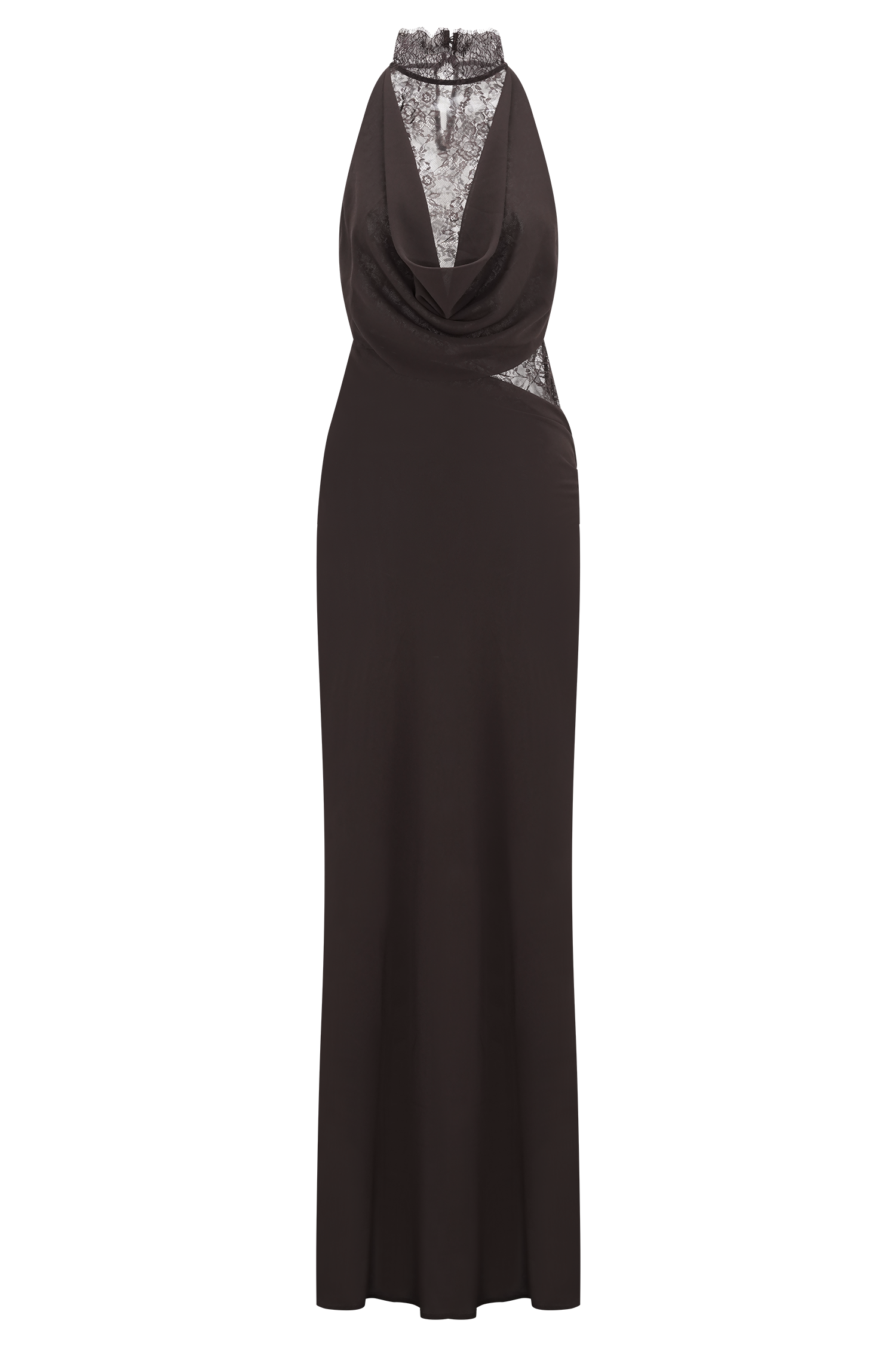 Arra Chiffon And Lace Halter Maxi Dress - Cacao Brown #9
