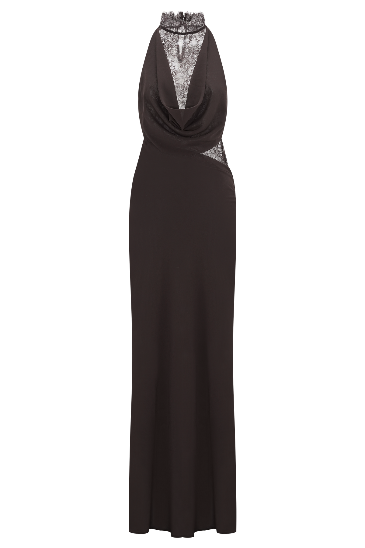 Arra Chiffon And Lace Halter Maxi Dress - Cacao Brown #9