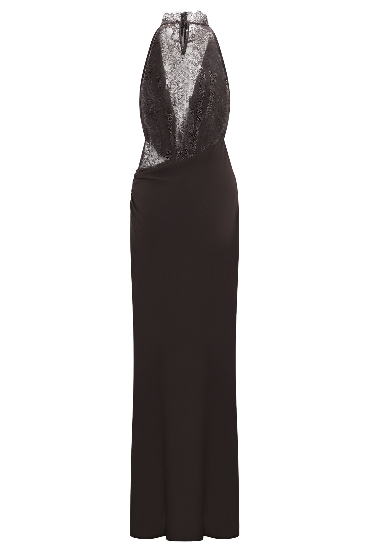 Arra Chiffon And Lace Halter Maxi Dress - Cacao Brown #8