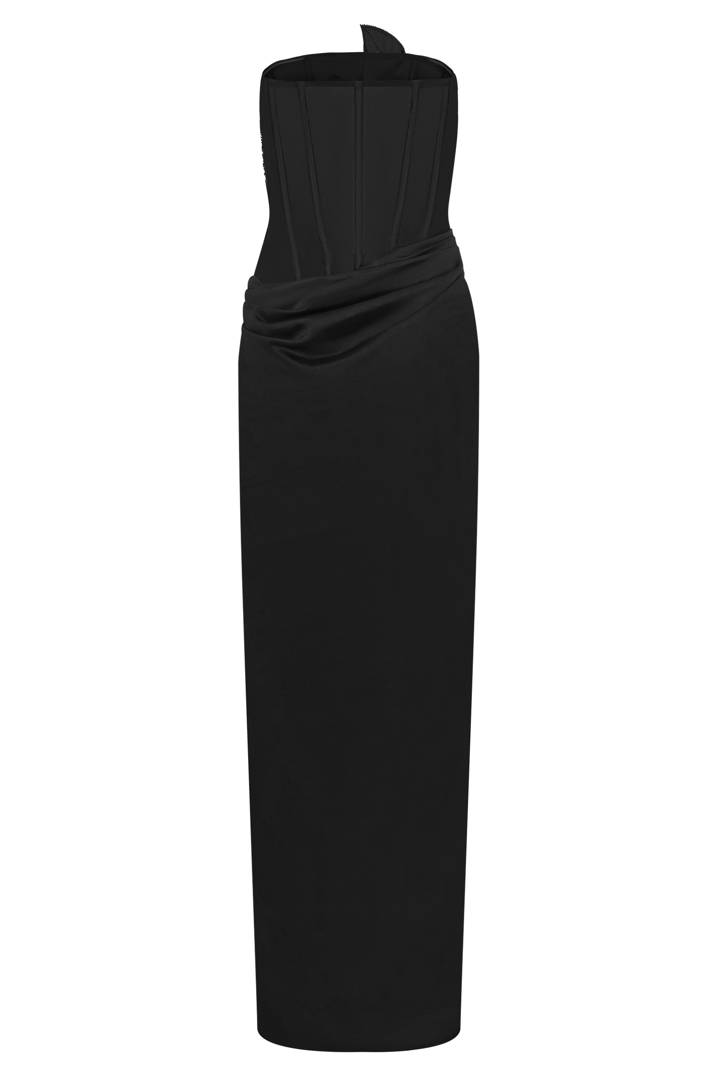 Asha Floral Mesh And Satin Maxi Dress - Black