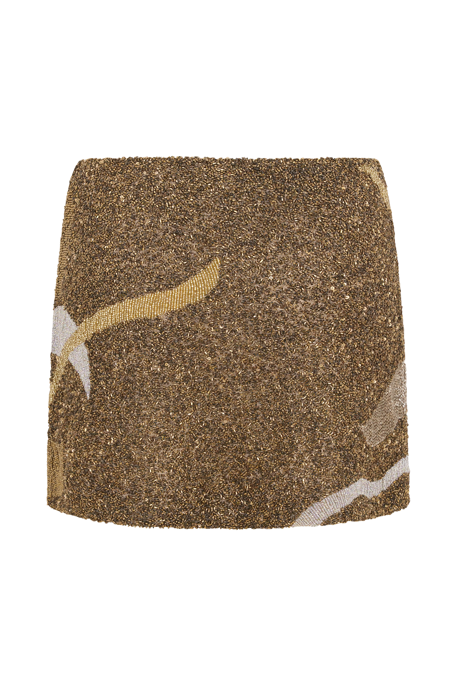 Asher Hand Beaded Abstract Mini Skirt - Gold #10