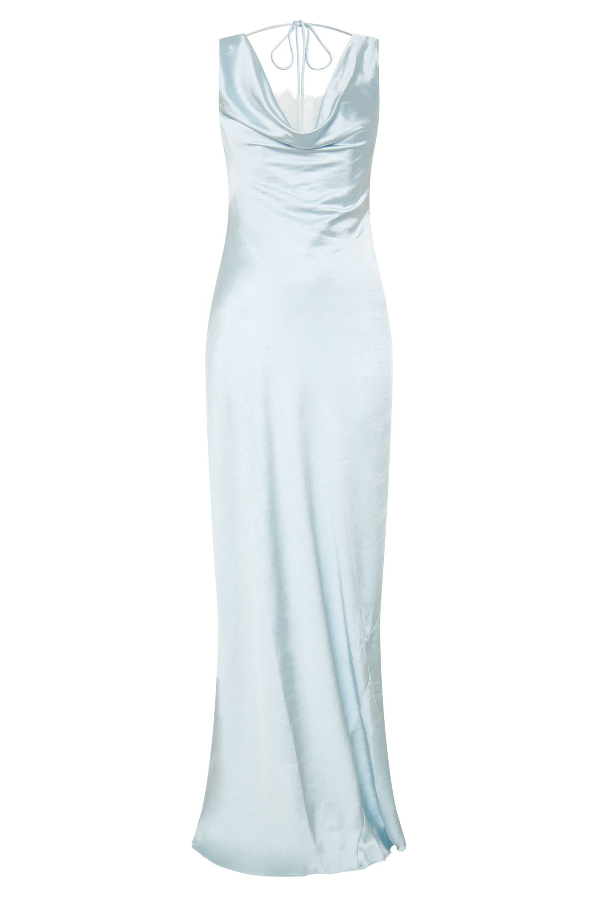 Ashley Cowl Neck Lace And Satin Maxi Dress - Ice Blue #11