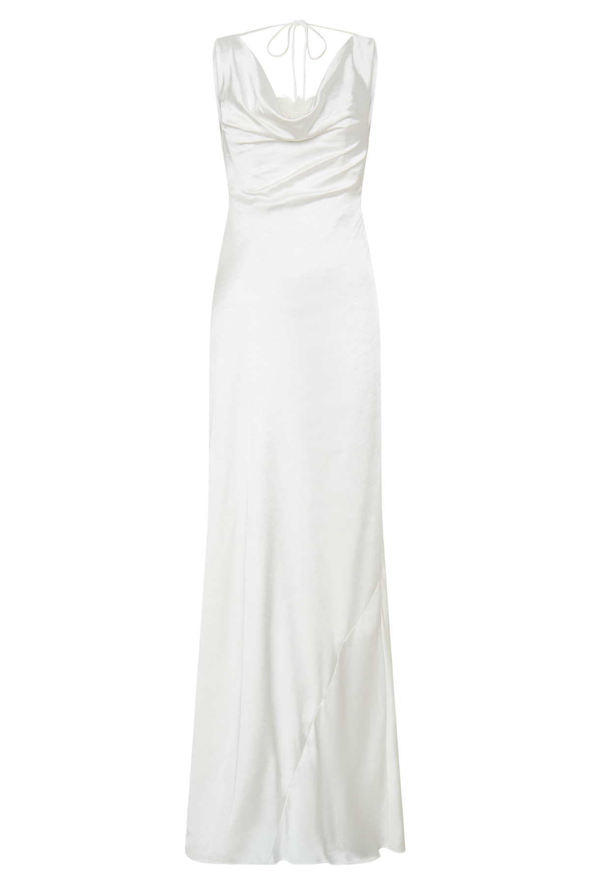 Ashley Cowl Neck Lace And Satin Maxi Dress - Ivory #10