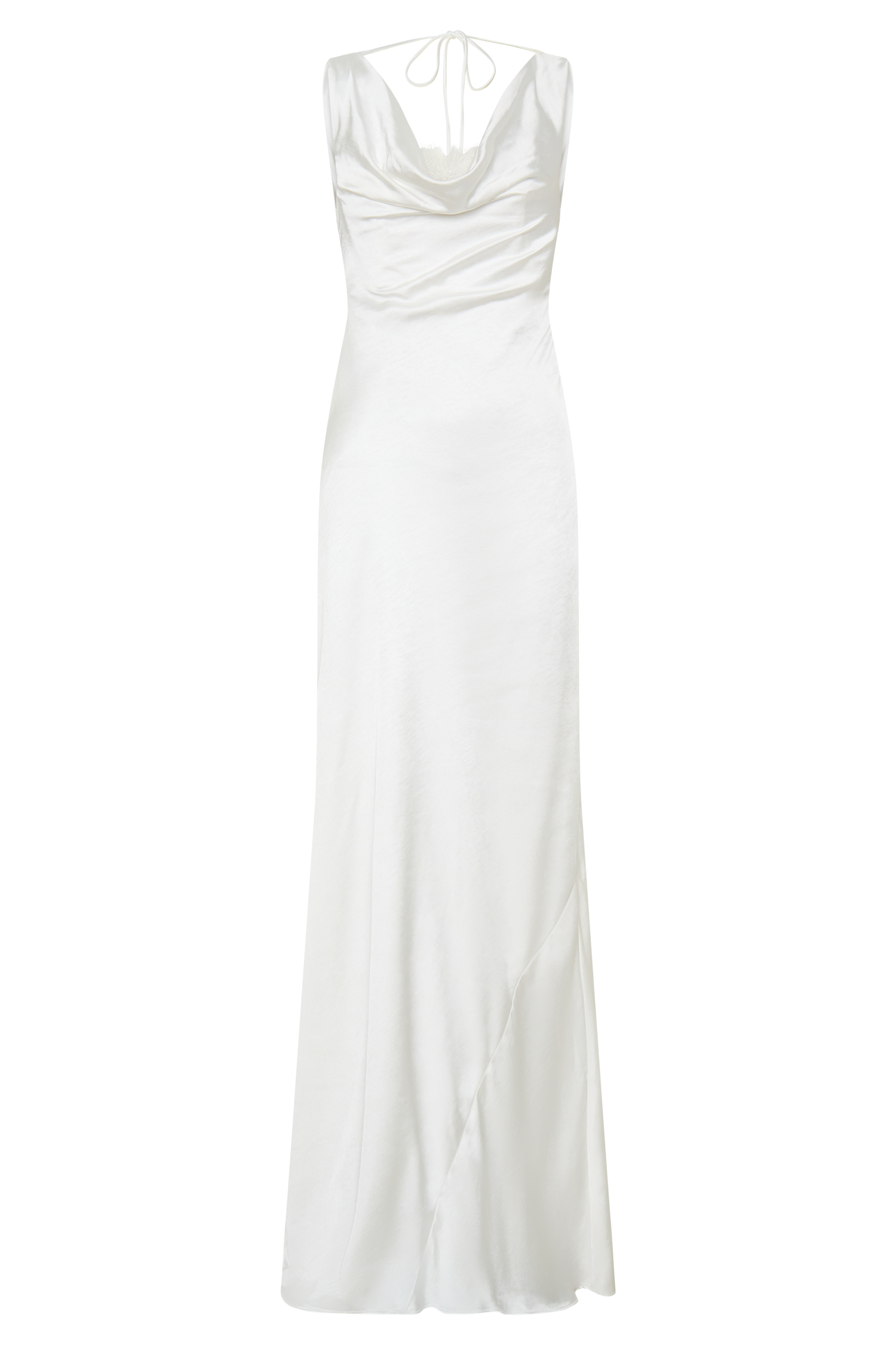 Ashley Cowl Neck Lace And Satin Maxi Dress - Ivory #10