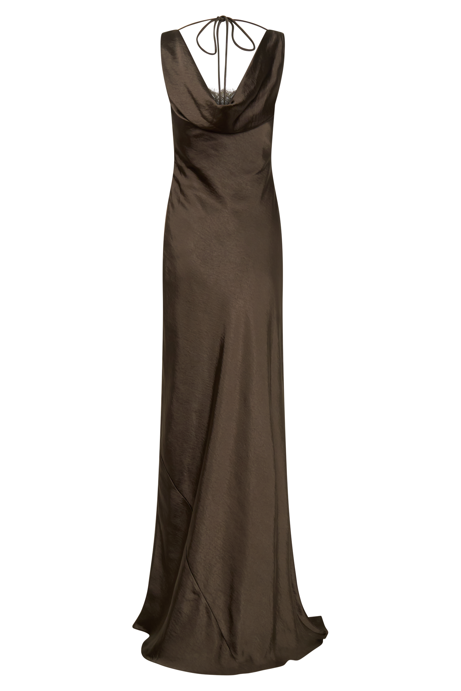 Ashley Cowl Neck Lace And Satin Maxi Dress - Mocha #10