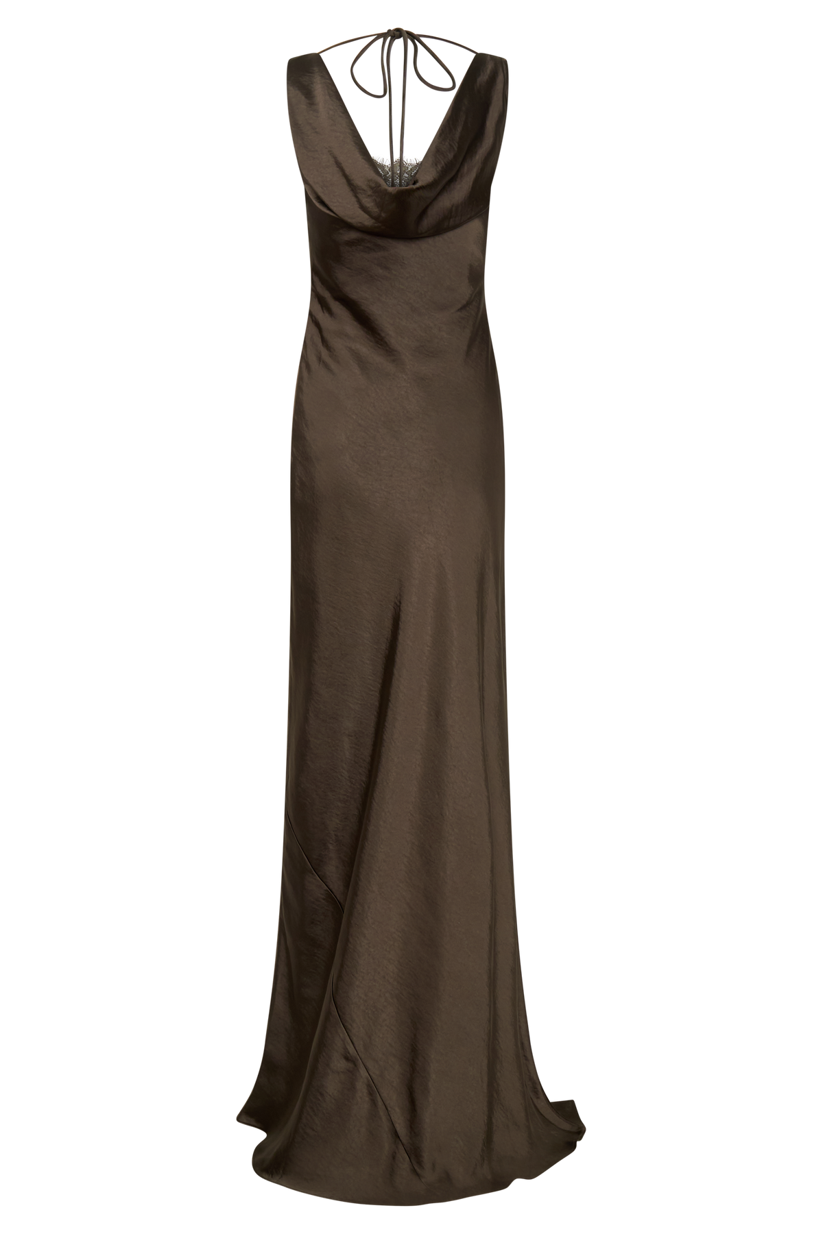 Ashley Cowl Neck Lace And Satin Maxi Dress - Mocha #10