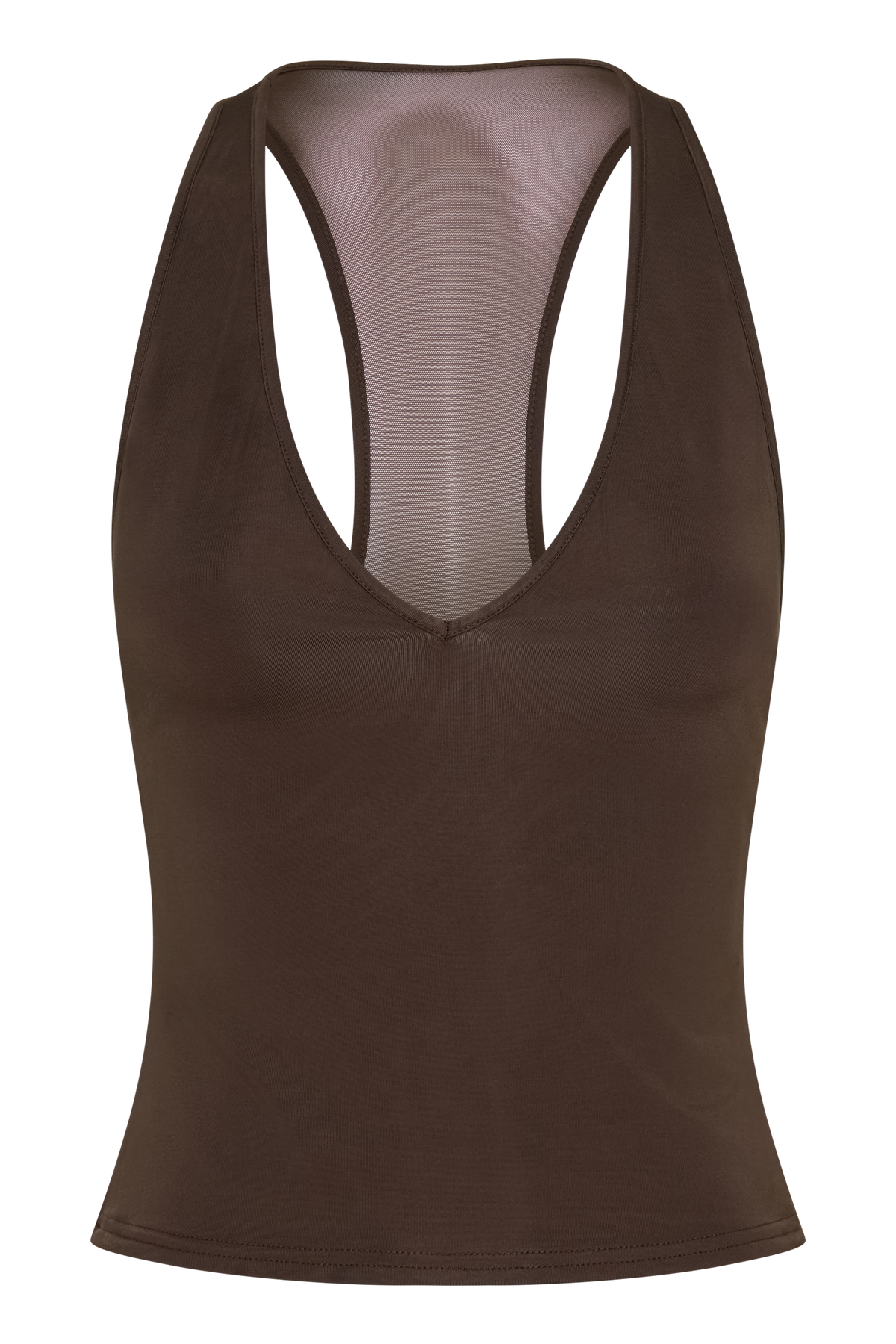 Aspyn Slinky And Mesh Top - Chocolate #9