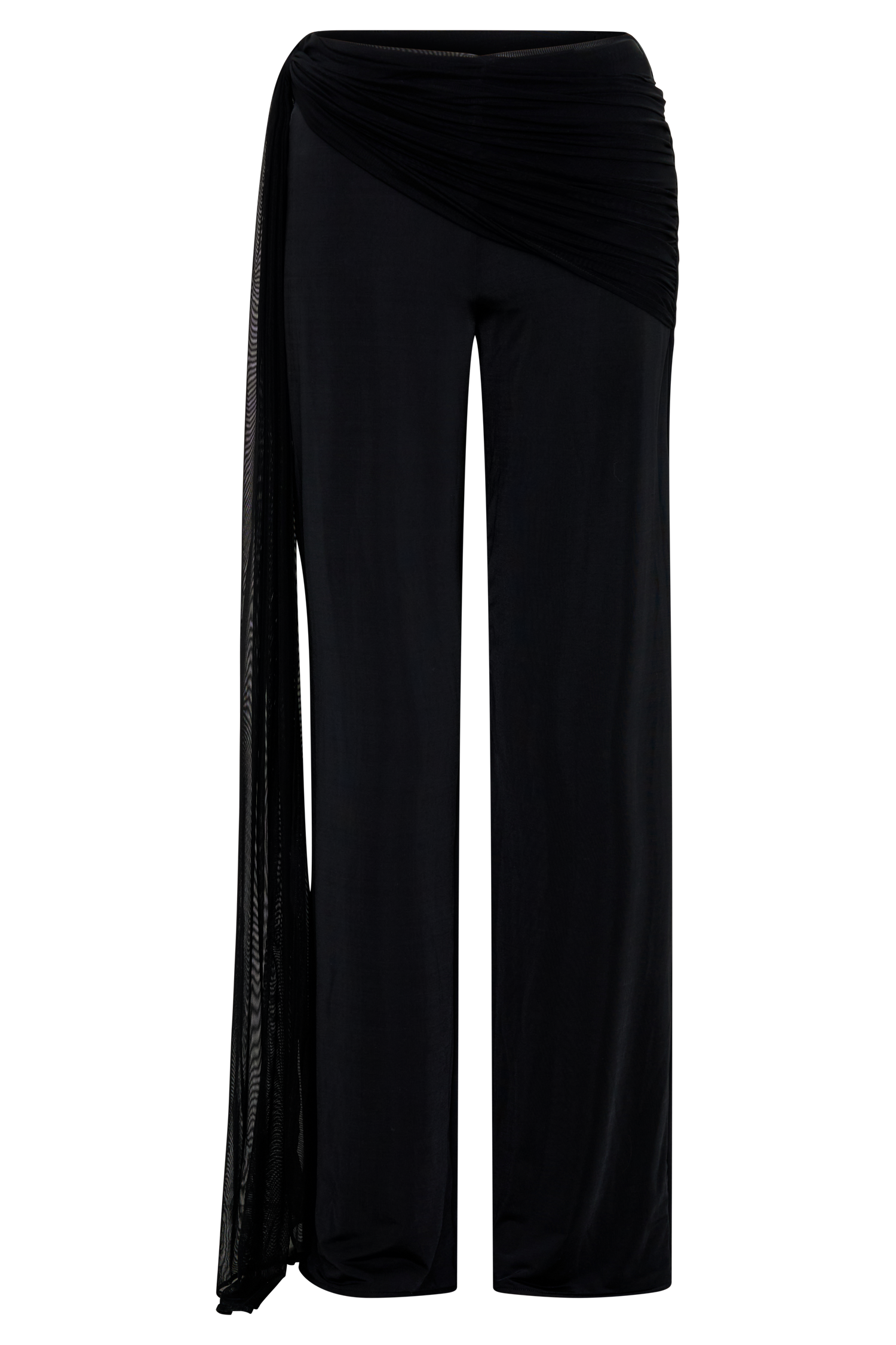 Aspyn Slinky Gathered Wide Leg Pants - Black #9