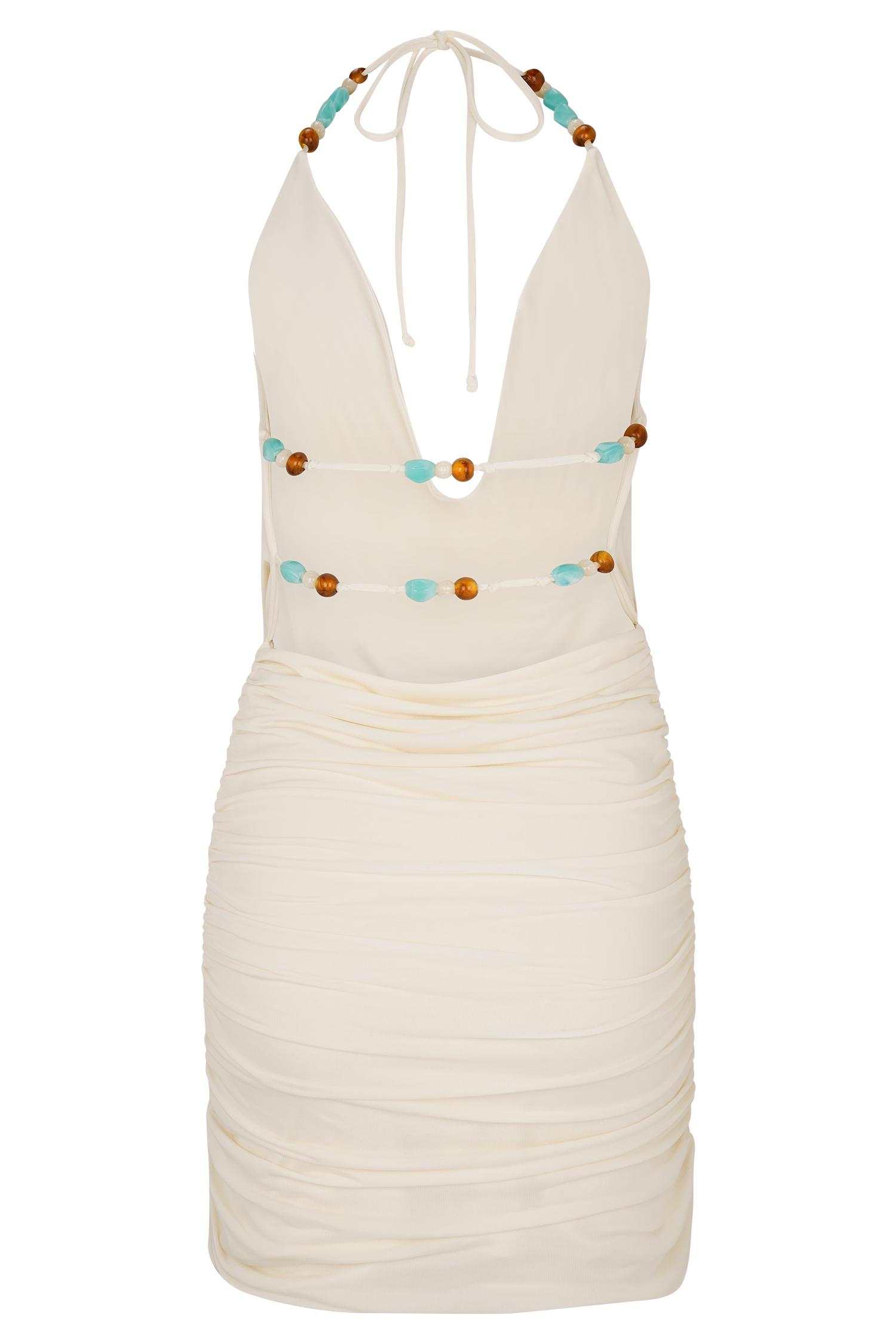 Astraeus Beaded Cowl Mini Dress - Ivory #9